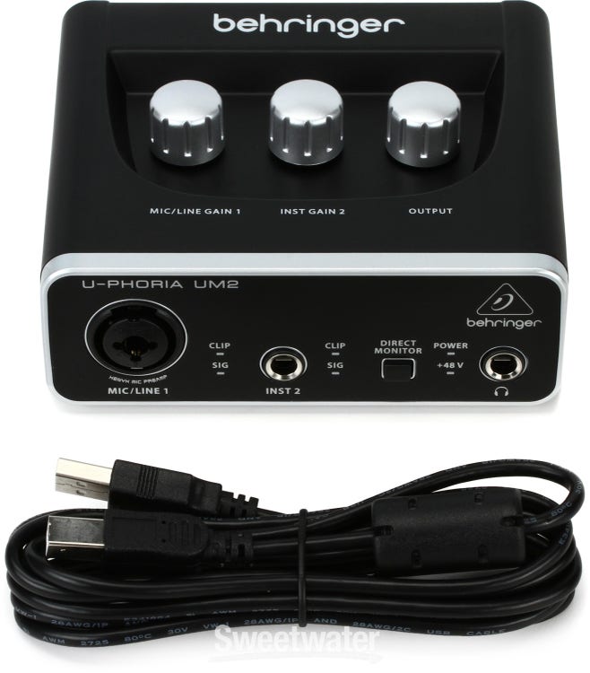 Behringer U-Phoria UM2 Interface Carte Son USB 2x2 + Préampli Microphone  Nouveau