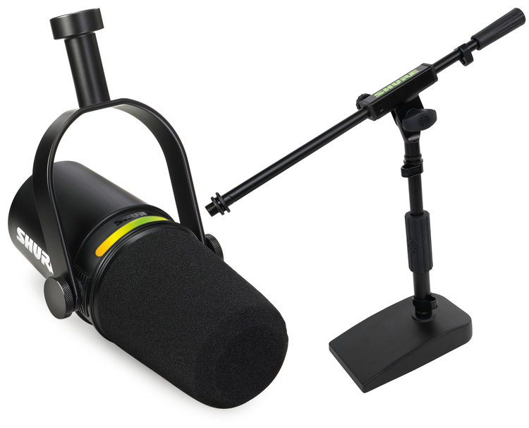 Shure MV7+ Hybrid Podcast Microphone with Desktop Boom Stand