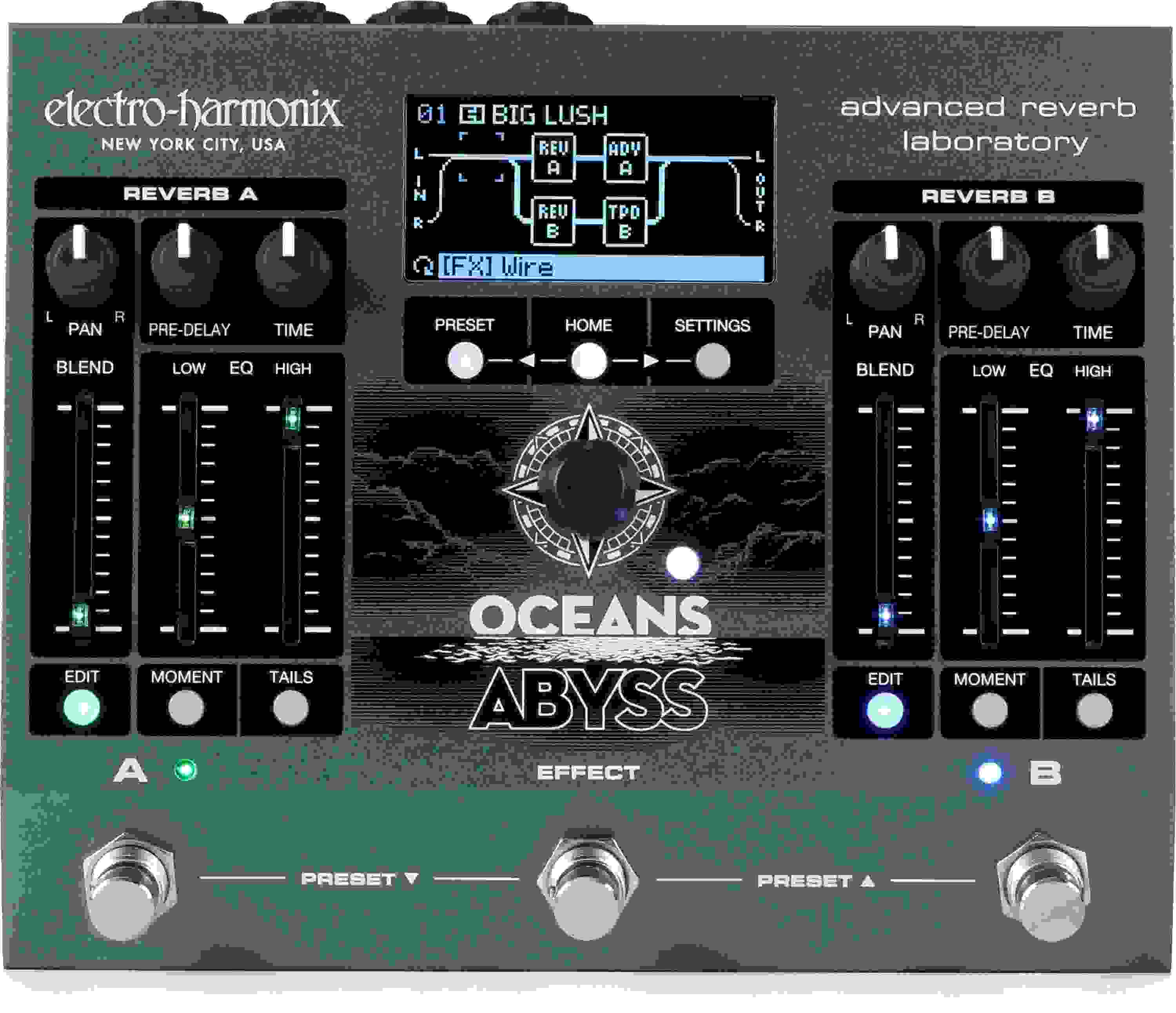 Electro-Harmonix Oceans Abyss Dual Stereo Reverb Pedal