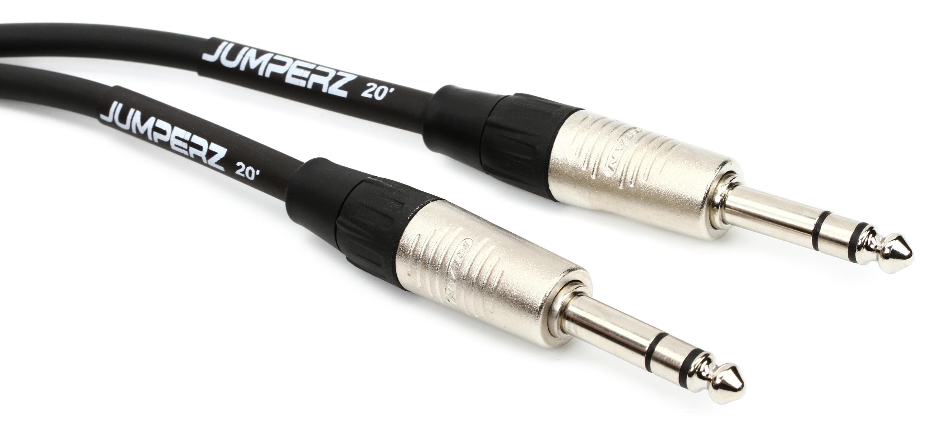 Photo of JUMPERZ JB2TRS-20 Blue Line 1/4-inch TRS Male to 1/4-inch TRS Male Patch Cable - 20 foot