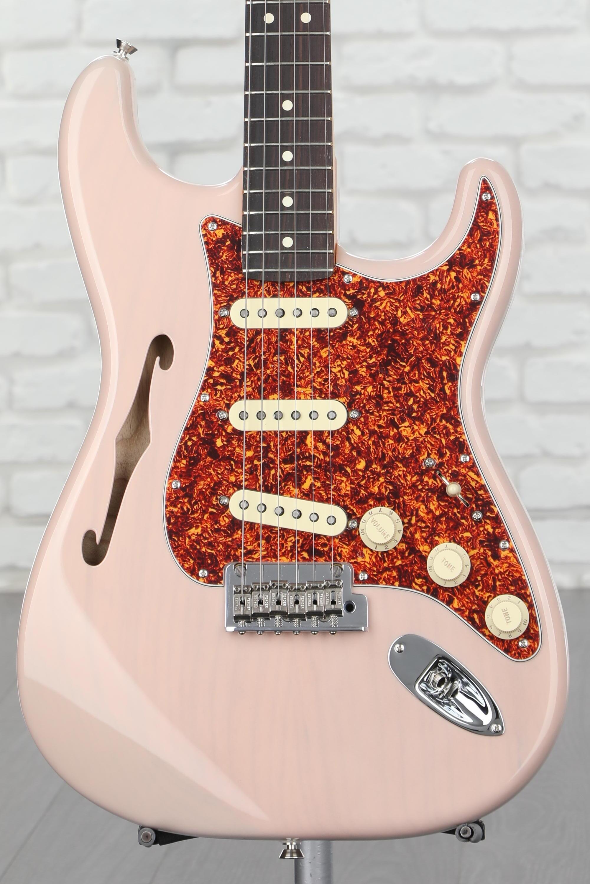 Fender American Professional II Thinline Stratocaster Electric Guitar -  Transparent Shell Pink