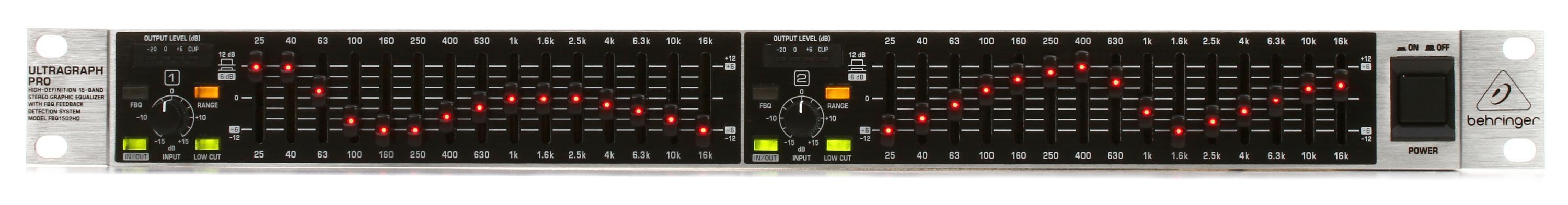 Behringer Ultragraph Pro FBQ1502HD 15-band Stereo Graphic Equalizer with  FBQ Feedback Detection