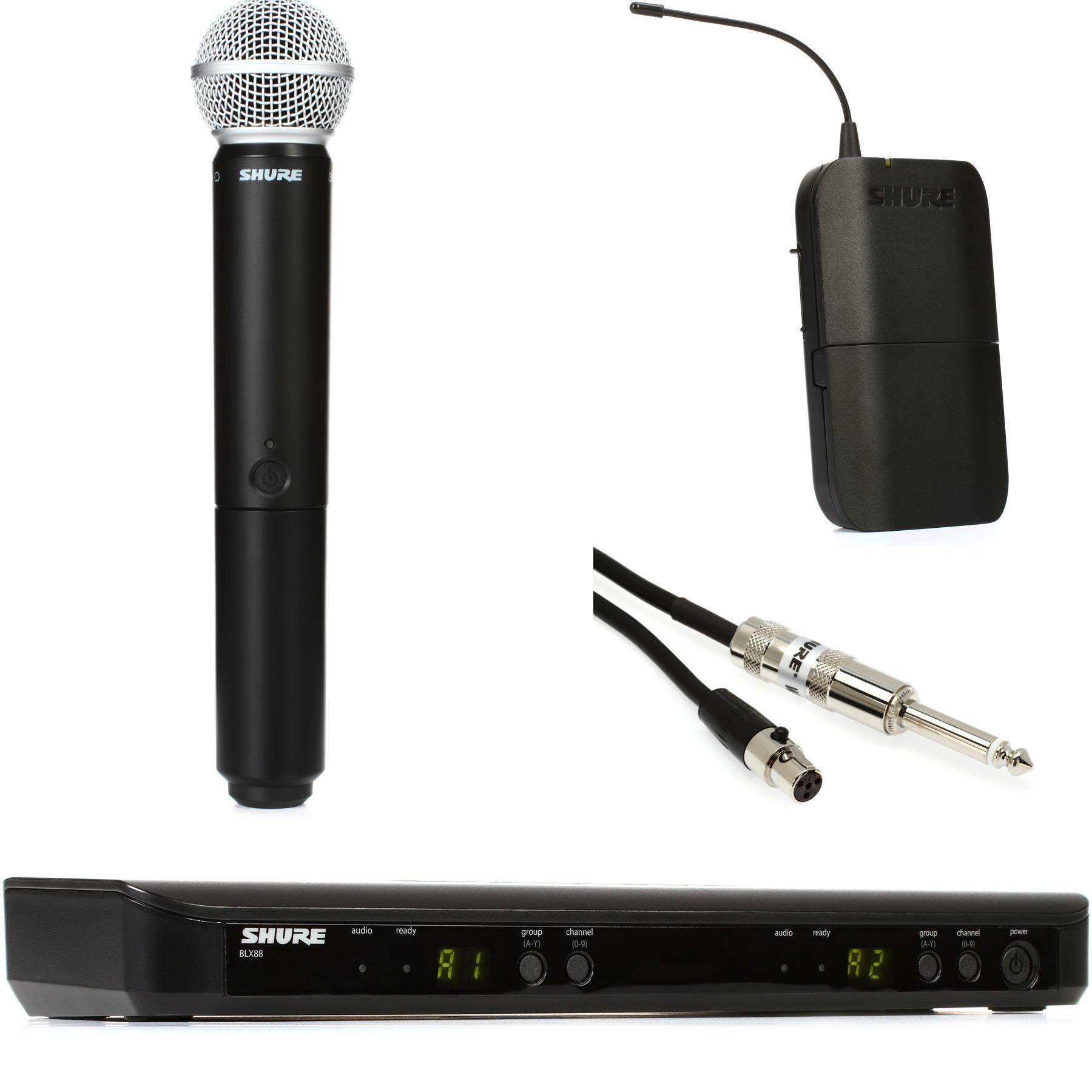 Shure BLX88 Dual Channel Wireless Microphone and Instrument Bundle H9 Band