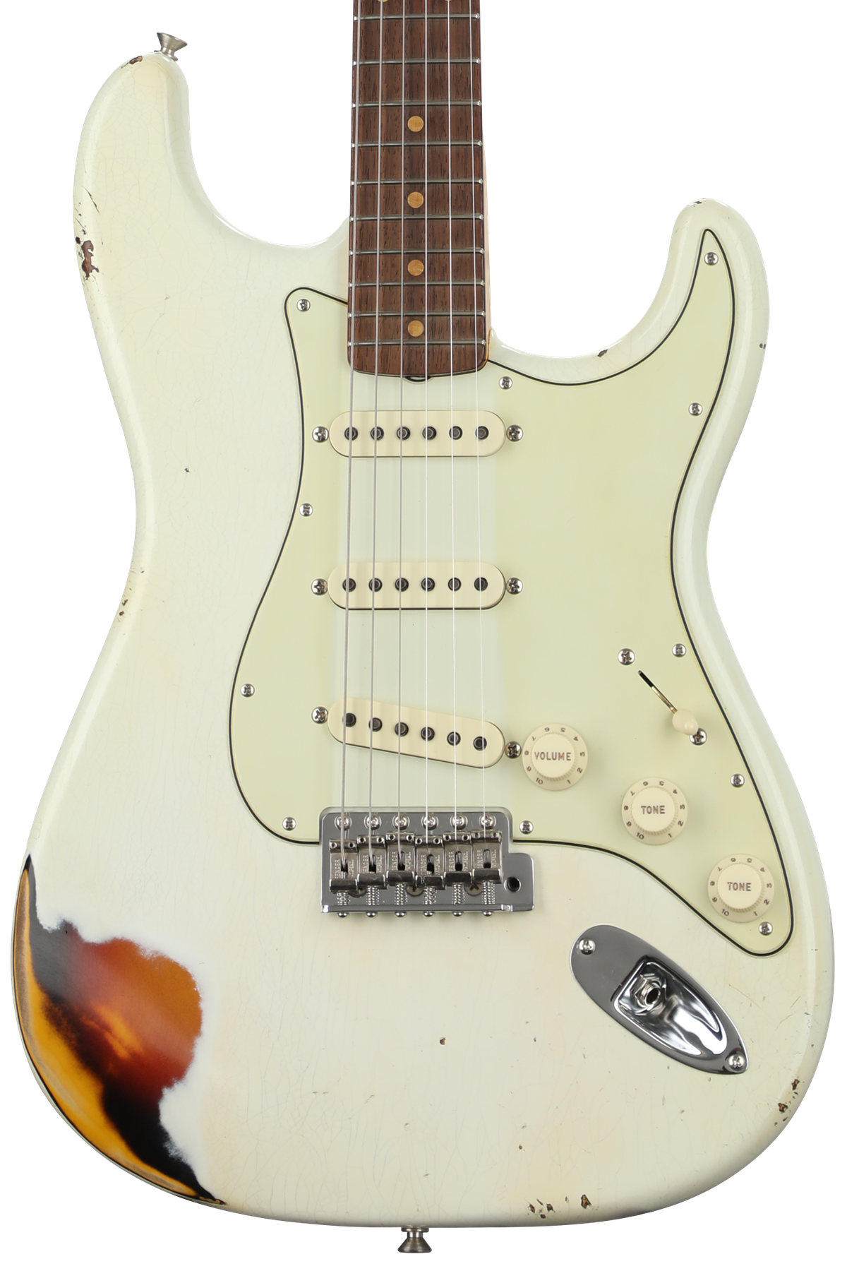 Fender Custom Shop Custom '60s Heavy Relic Stratocaster - Olympic White Over Sunburst