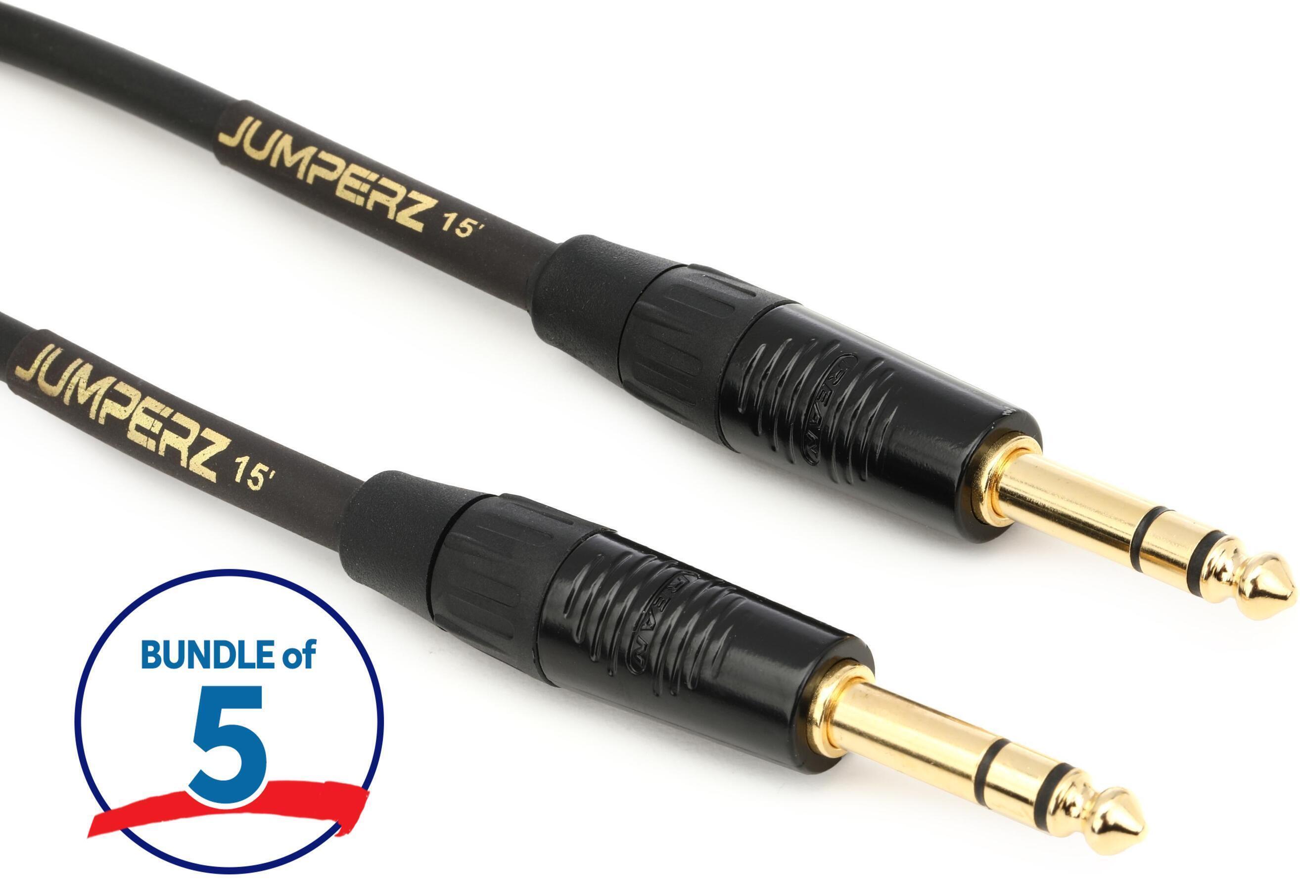 Photo of JUMPERZ JG2TRS-15 Gold TRS Cable - 15 foot (5-Pack)