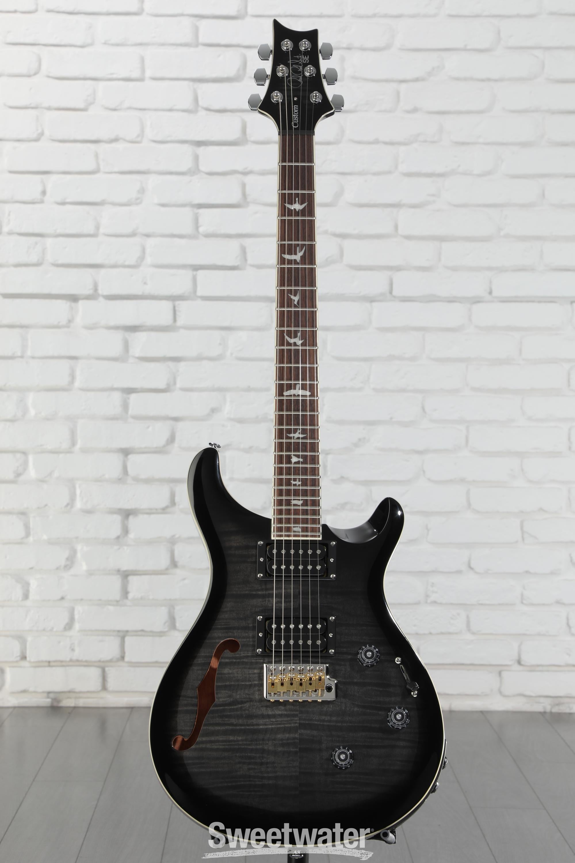 ギター PRS SE Custom 24 Gray Black PRS SE Custom 24 Quilted Carved Top With Ebony Fingerboard