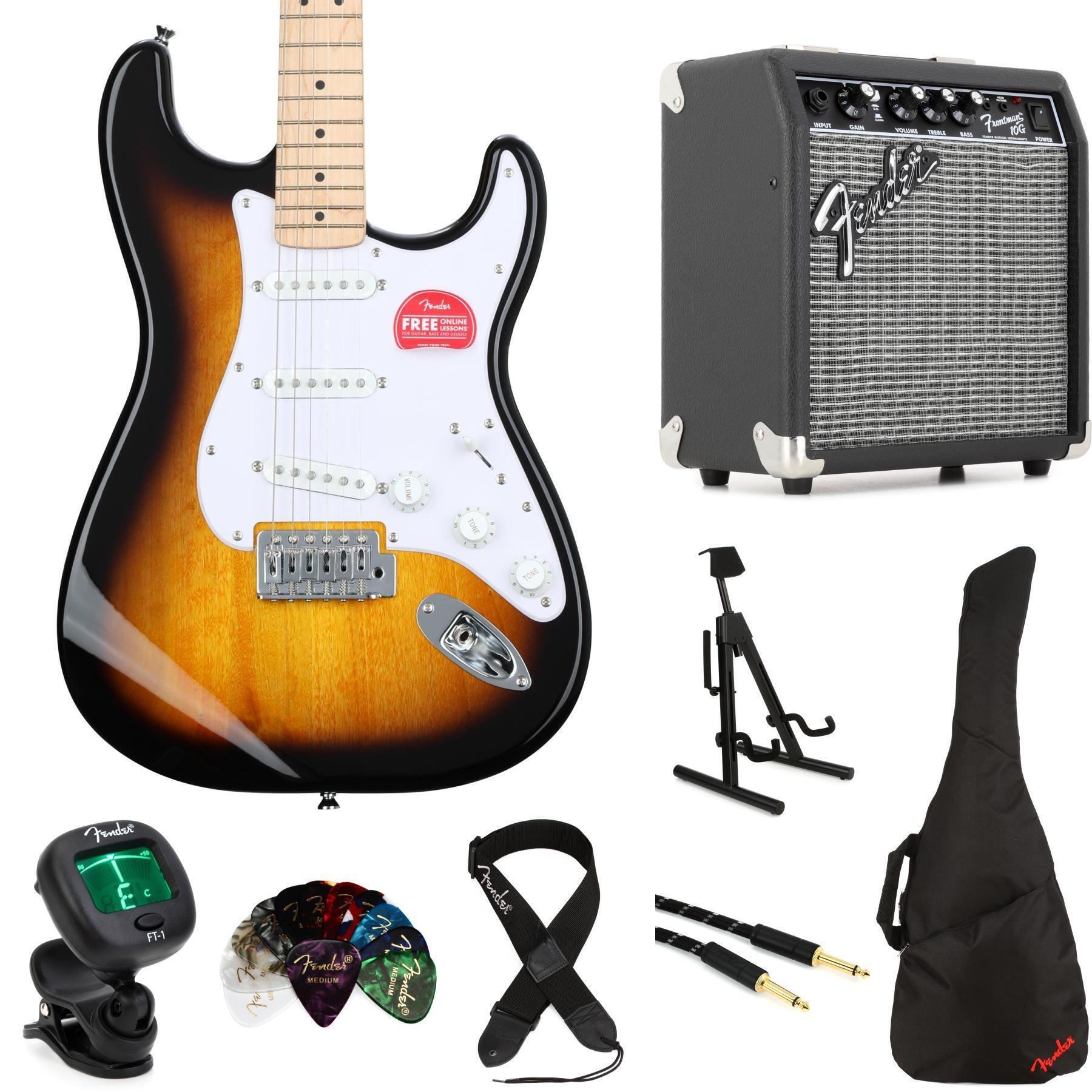 Squier Sonic Stratocaster Electric Guitar and Fender Amp Bundle