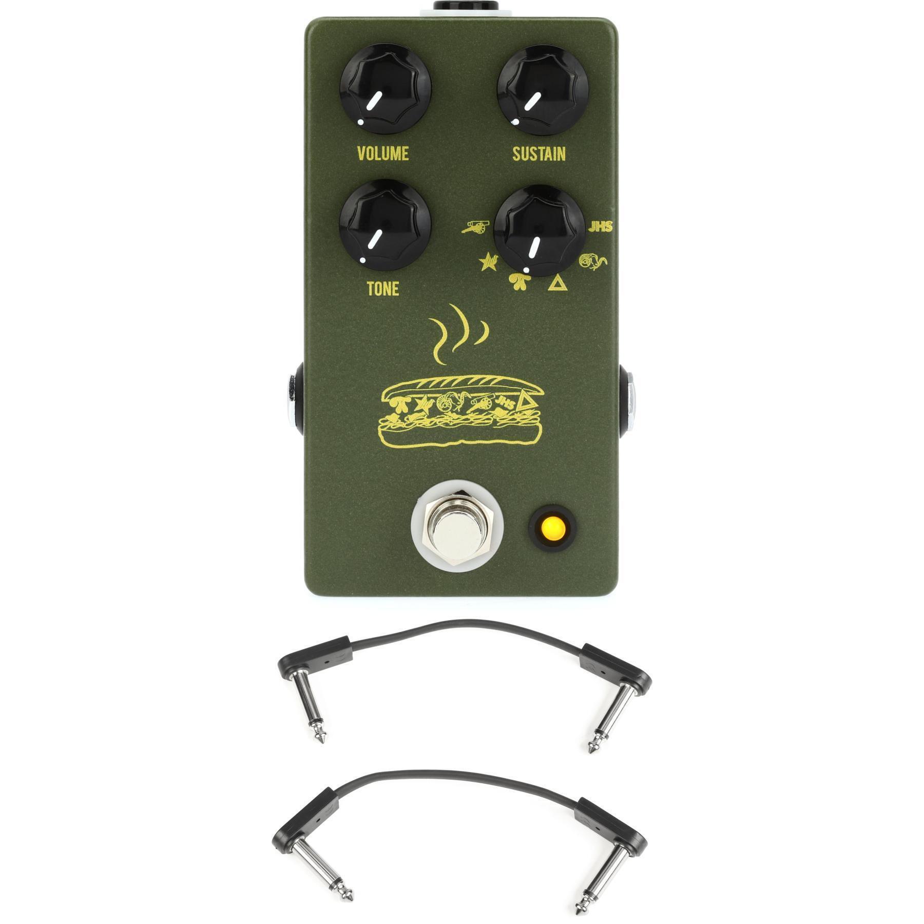 JHS Muffuletta 6-way Fuzz Pedal with EBS Patch Cables - Army Green |  Sweetwater