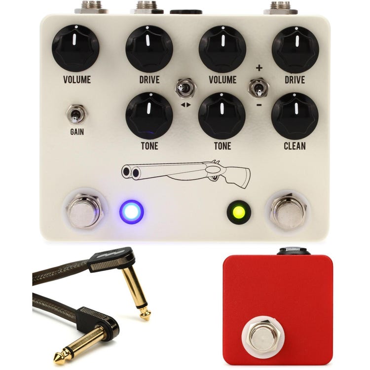 JHS Double Barrel V4 2-in-1 Dual Overdrive Pedal with Red Remote  