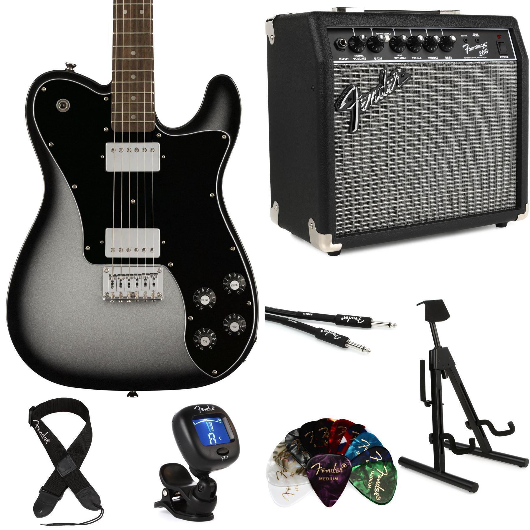 Squier Affinity Series Telecaster Deluxe Electric Guitar and Frontman 20G  Combo Amp Bundle - Silver Burst, Sweetwater Exclusive