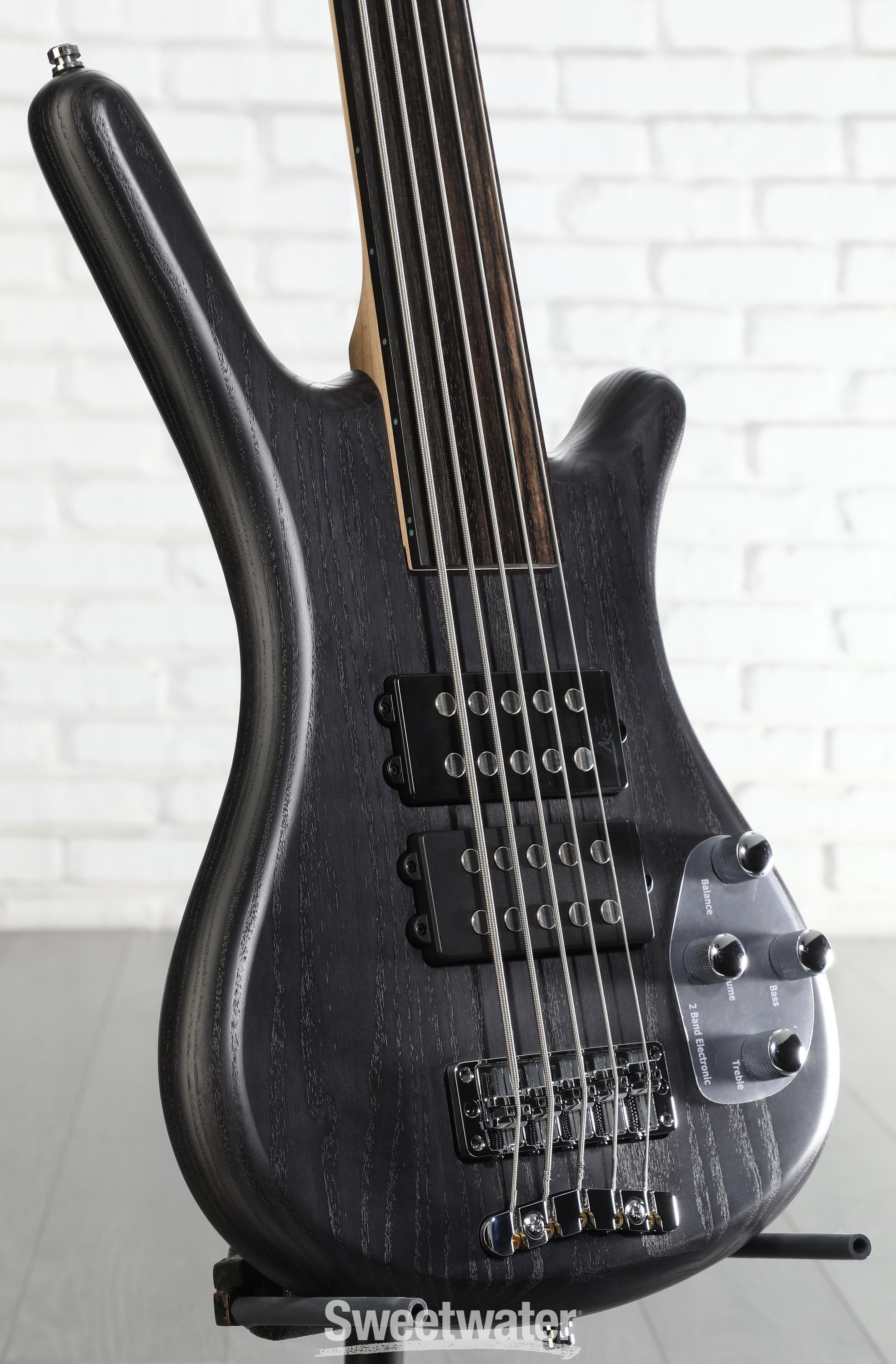 Photo of Warwick RockBass Corvette $$ Fretless 5-string Electric Bass Guitar - Nirvana Black Transparent Satin