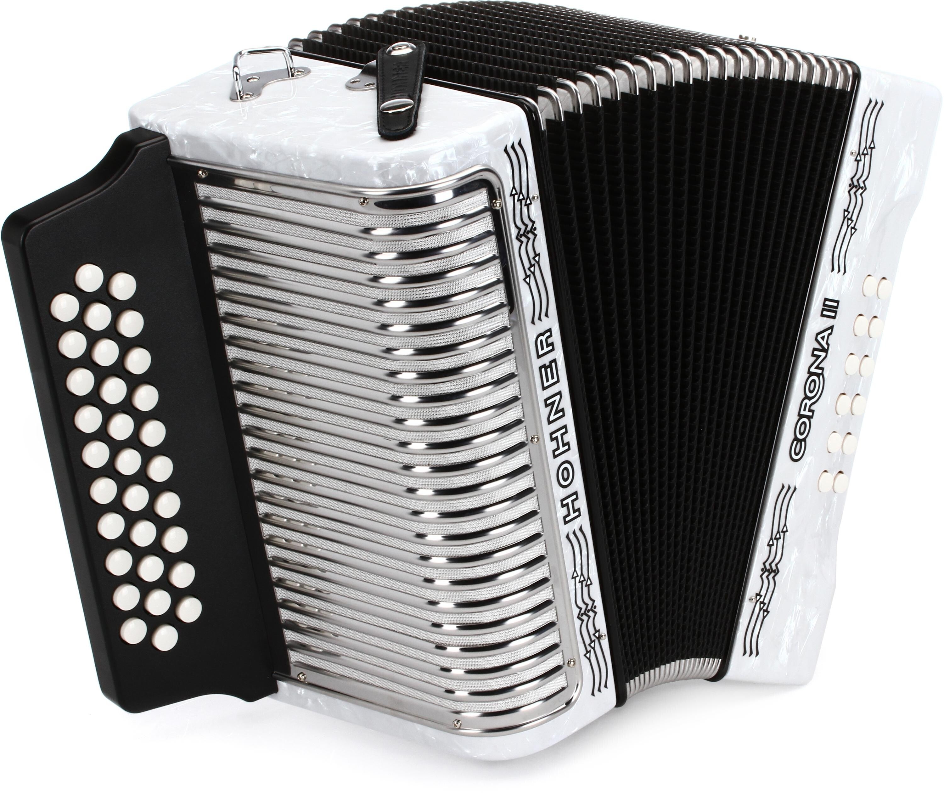 Hohner Corona II Diatonic Accordion - Keys of G/C/F - White