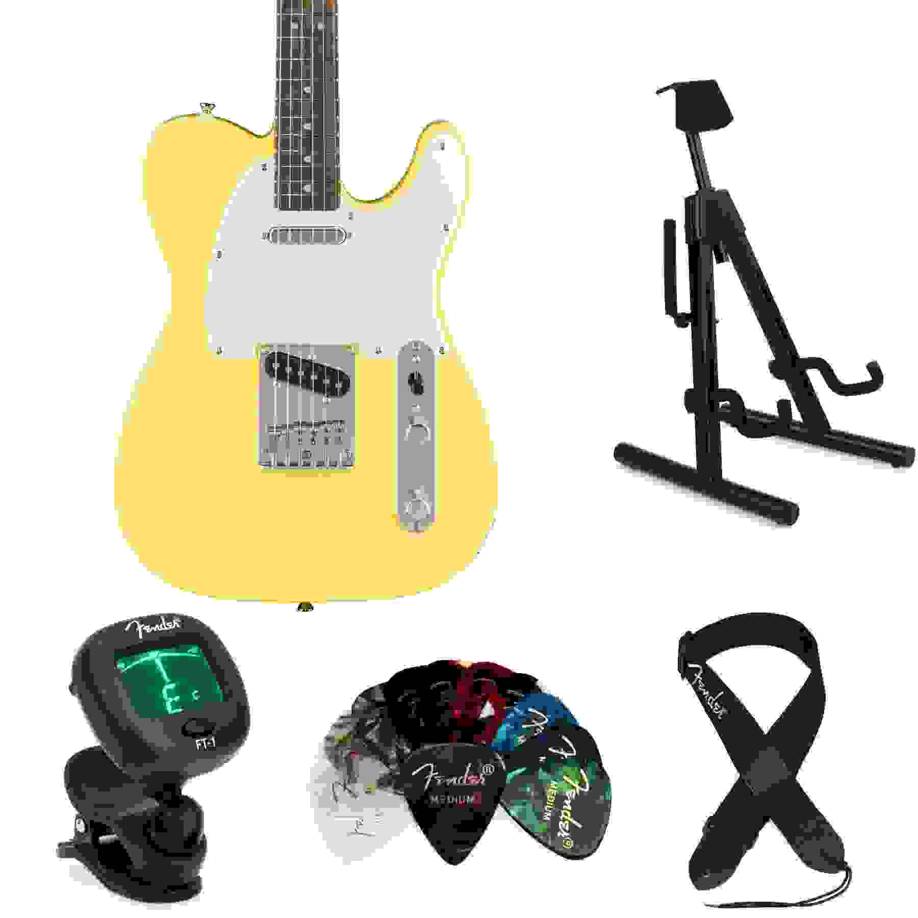 Squier Sonic Telecaster Electric Guitar Essentials Bundle - Canary Yellow