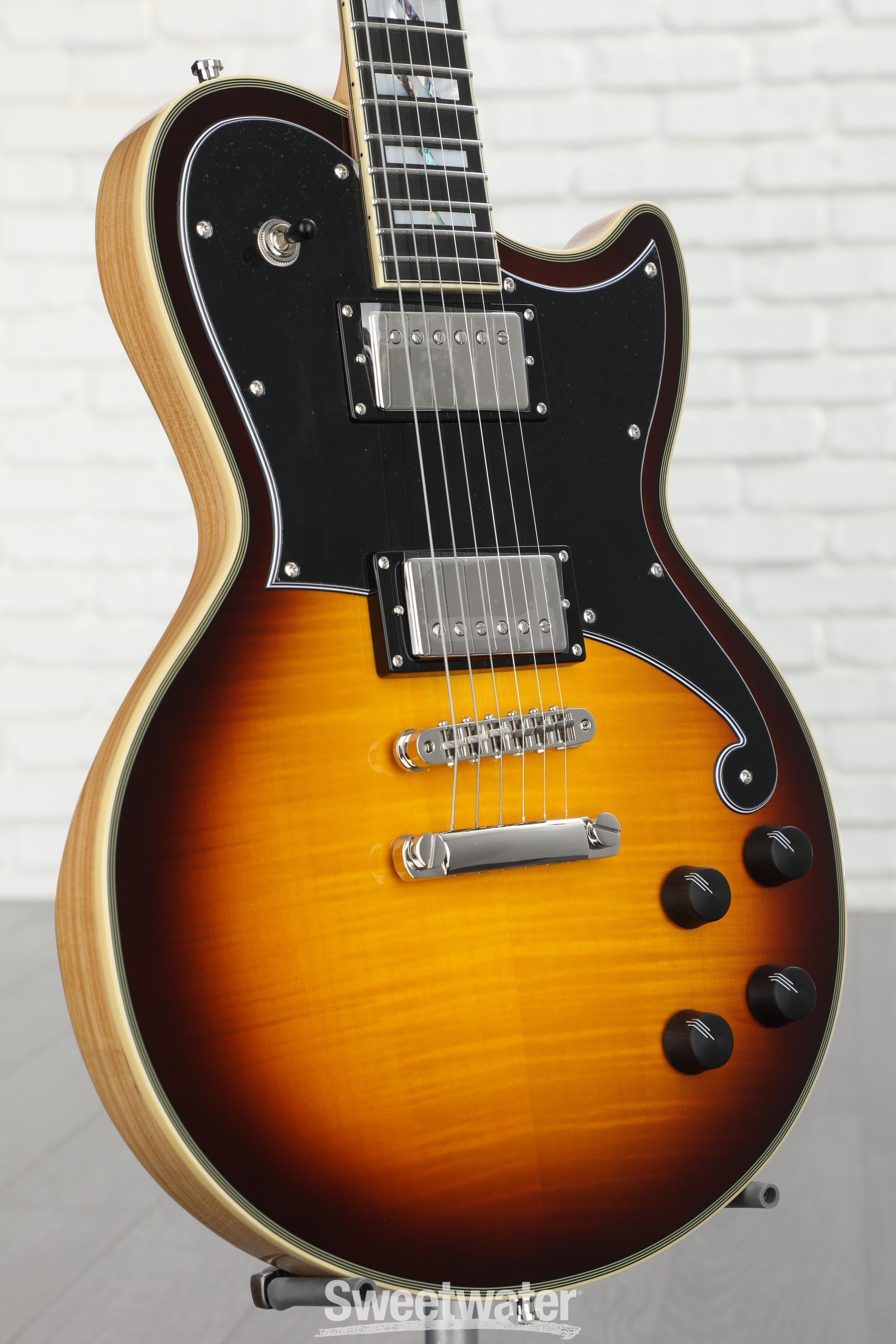 Photo of D'Angelico Deluxe Atlantic Electric Guitar - Vintage Sunburst with Stopbar Tailpiece
