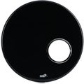 Photo of Bass Drum O's Ebony Resonant Bass Drumhead - 22 inch - with 6 inch Chrome Port Hole