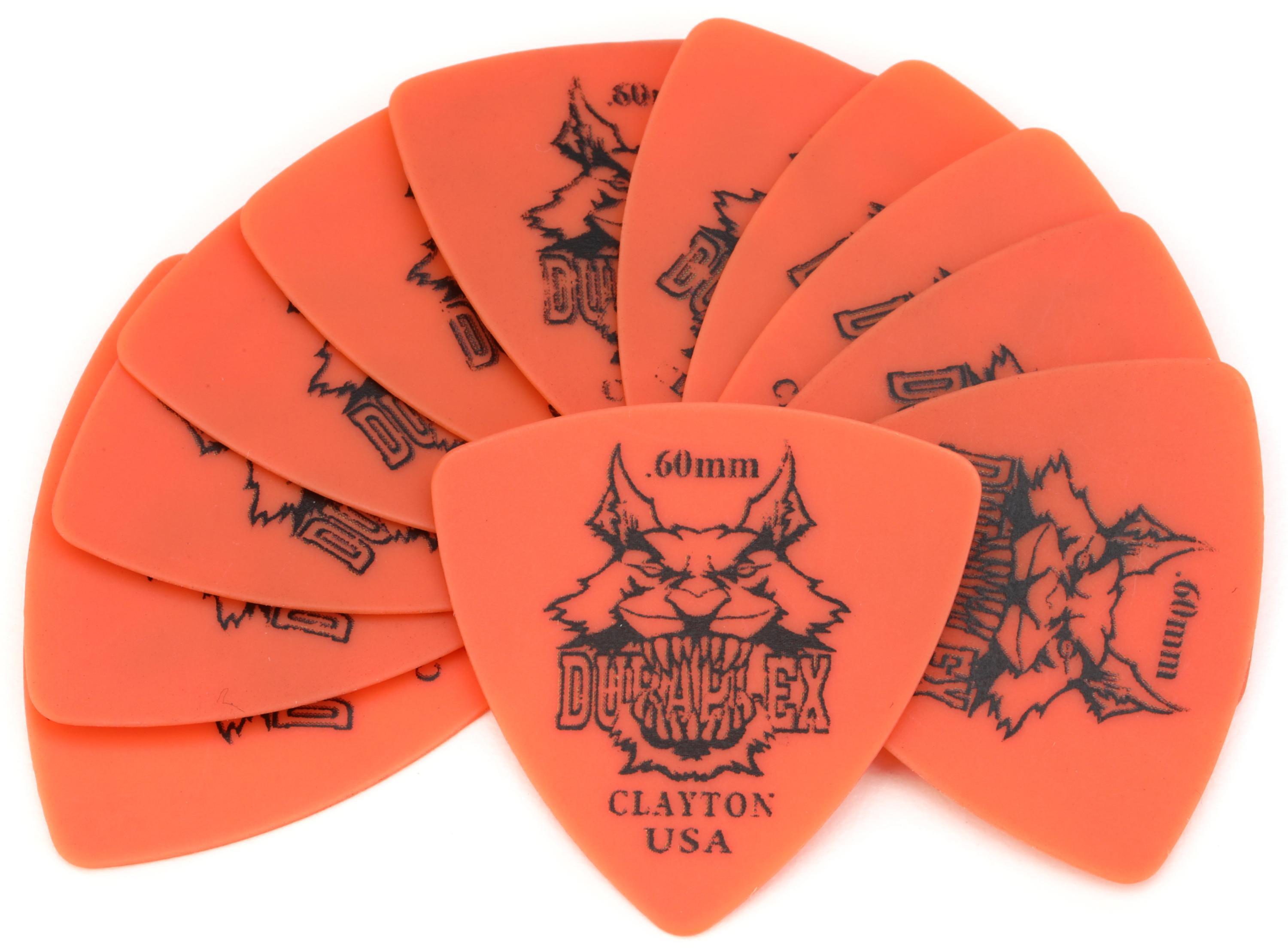 Photo of Clayton Duraplex Rounded Triangle Guitar Picks - .60mm, Orange, 12-pack