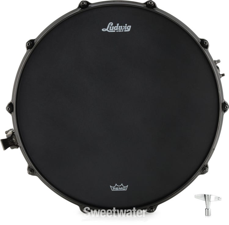 Ludwig Special-edition Satin Deluxe Black Beauty Snare Drum - 6.5 inch x 14 inch, Black Nickel Hardware, Sweetwater Exclusive