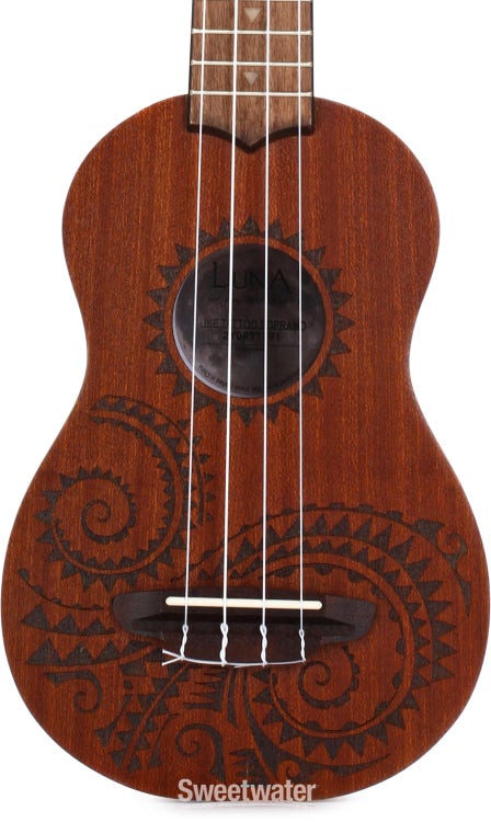 Luna Tattoo Mahogany Soprano Ukulele - Satin Natural