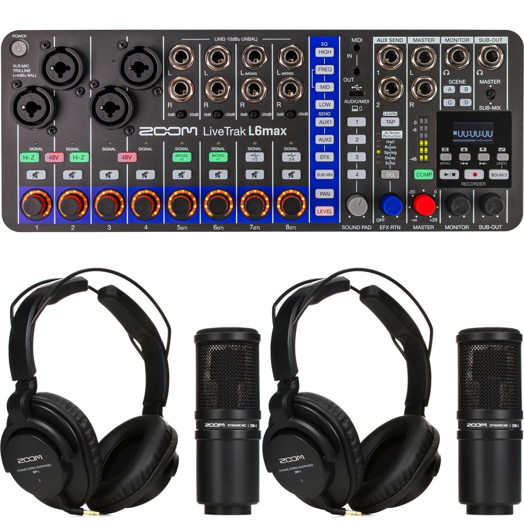 Zoom LiveTrak L6max 12-channel Digital Mixer with 2 Person