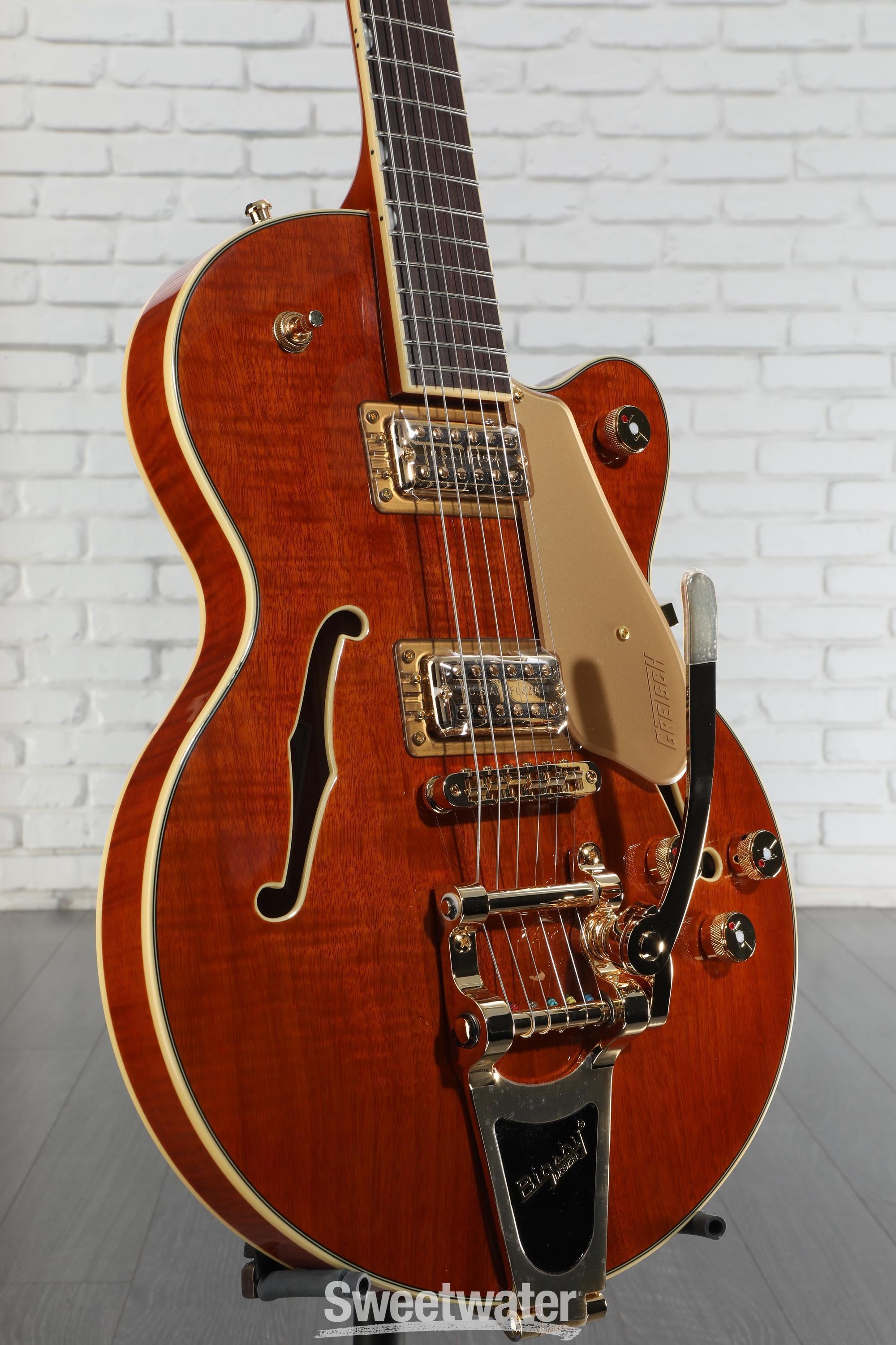 Photo of Gretsch LTD Broadkaster Jr. Semi-hollowbody Electric Guitar - Roundup Orange Stain