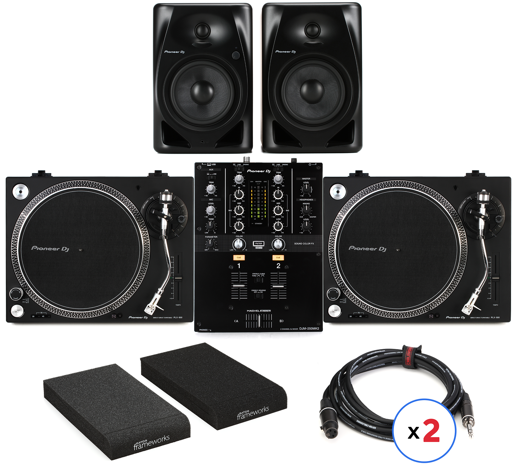 Pioneer DJ PLX-500 Direct Drive Turntable Mixer Bundle