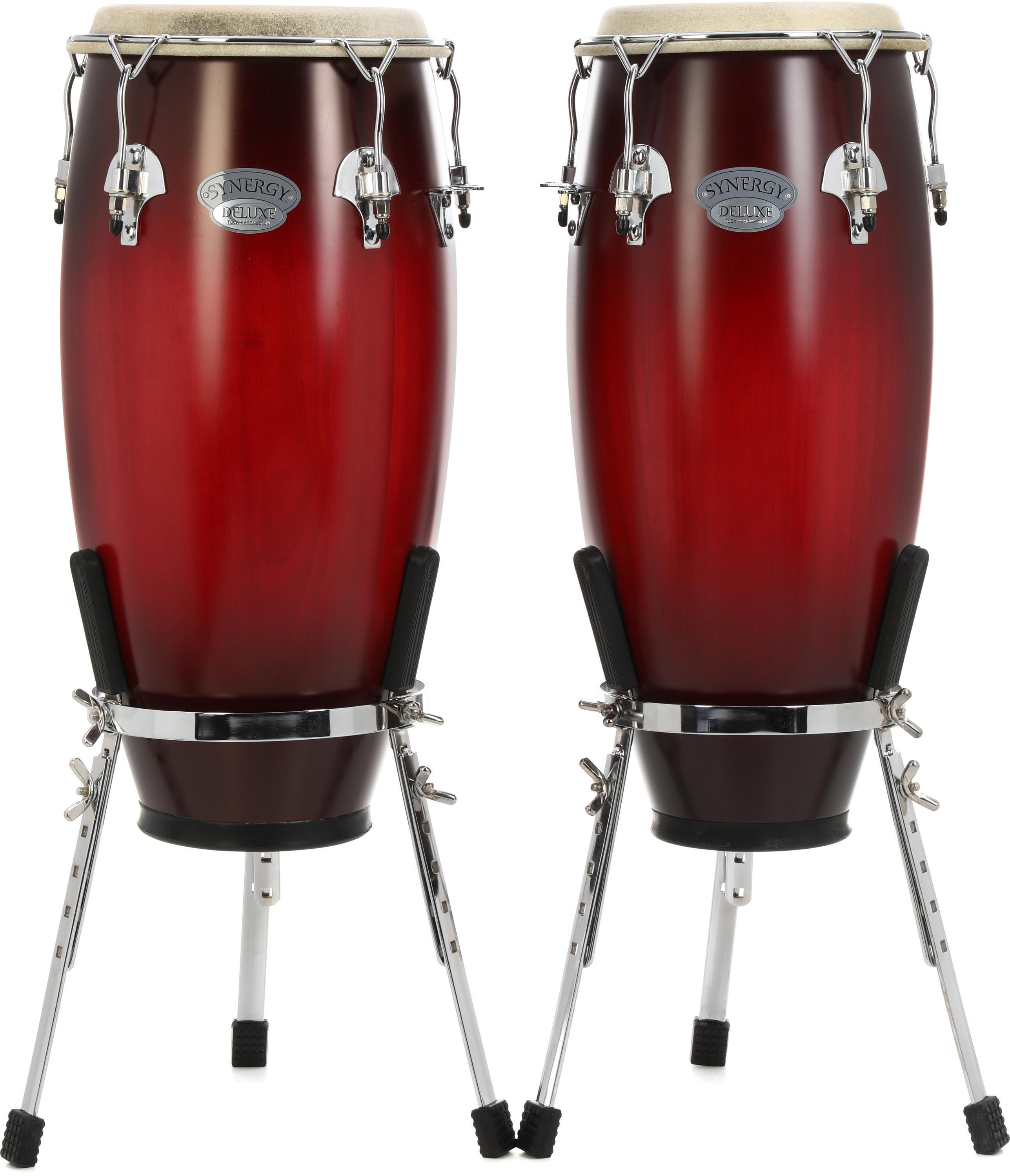 Toca Percussion Synergy Deluxe Congas Wine Burst Sweetwater
