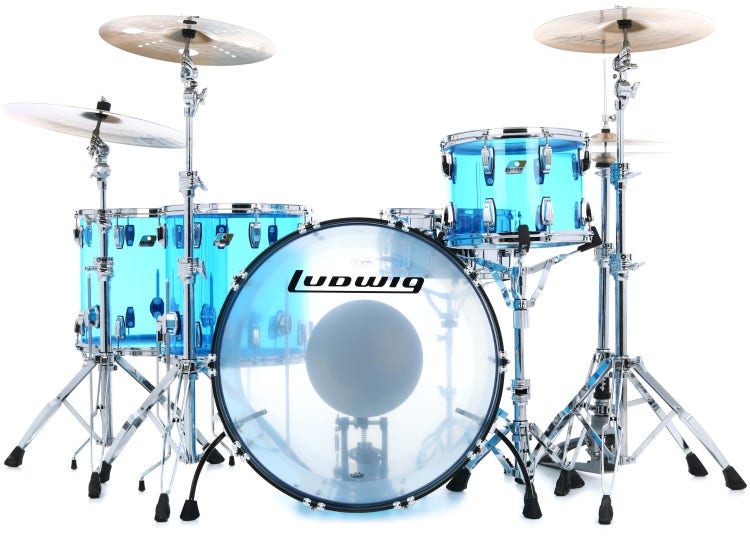 Ludwig Vistalite Zep 4-piece Shell Pack - Blue