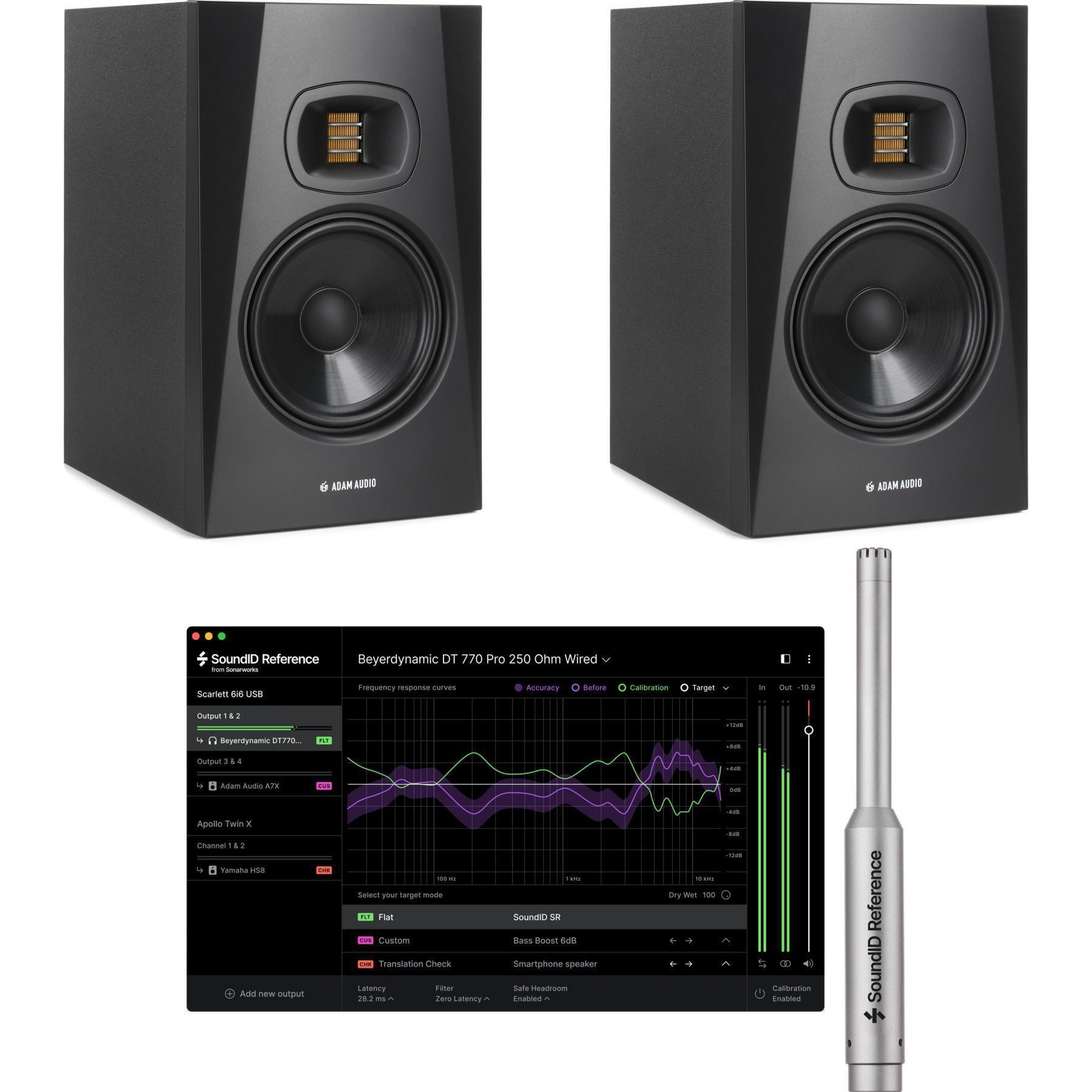 ADAM Audio T7V 7 inch Powered Studio Monitor Pair and Calibration Software  Bundle