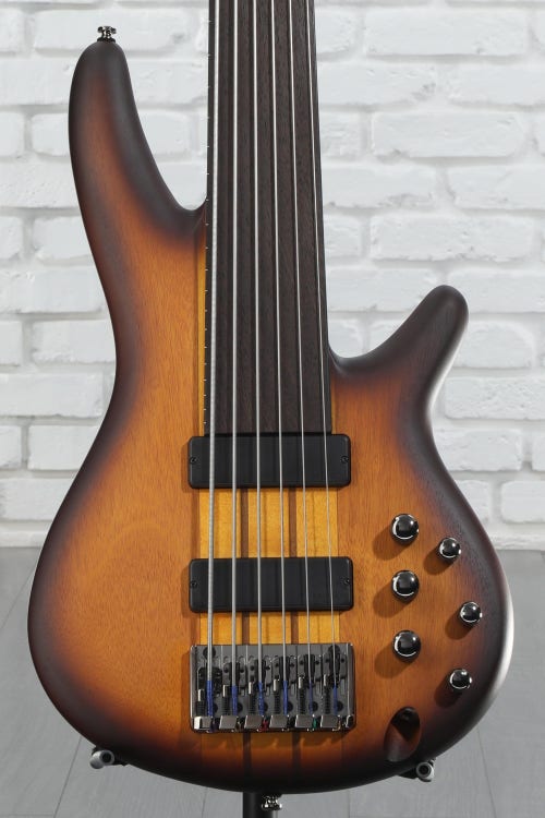Ibanez SRF706 Fretless Bass Guitar - Brown Burst Flat