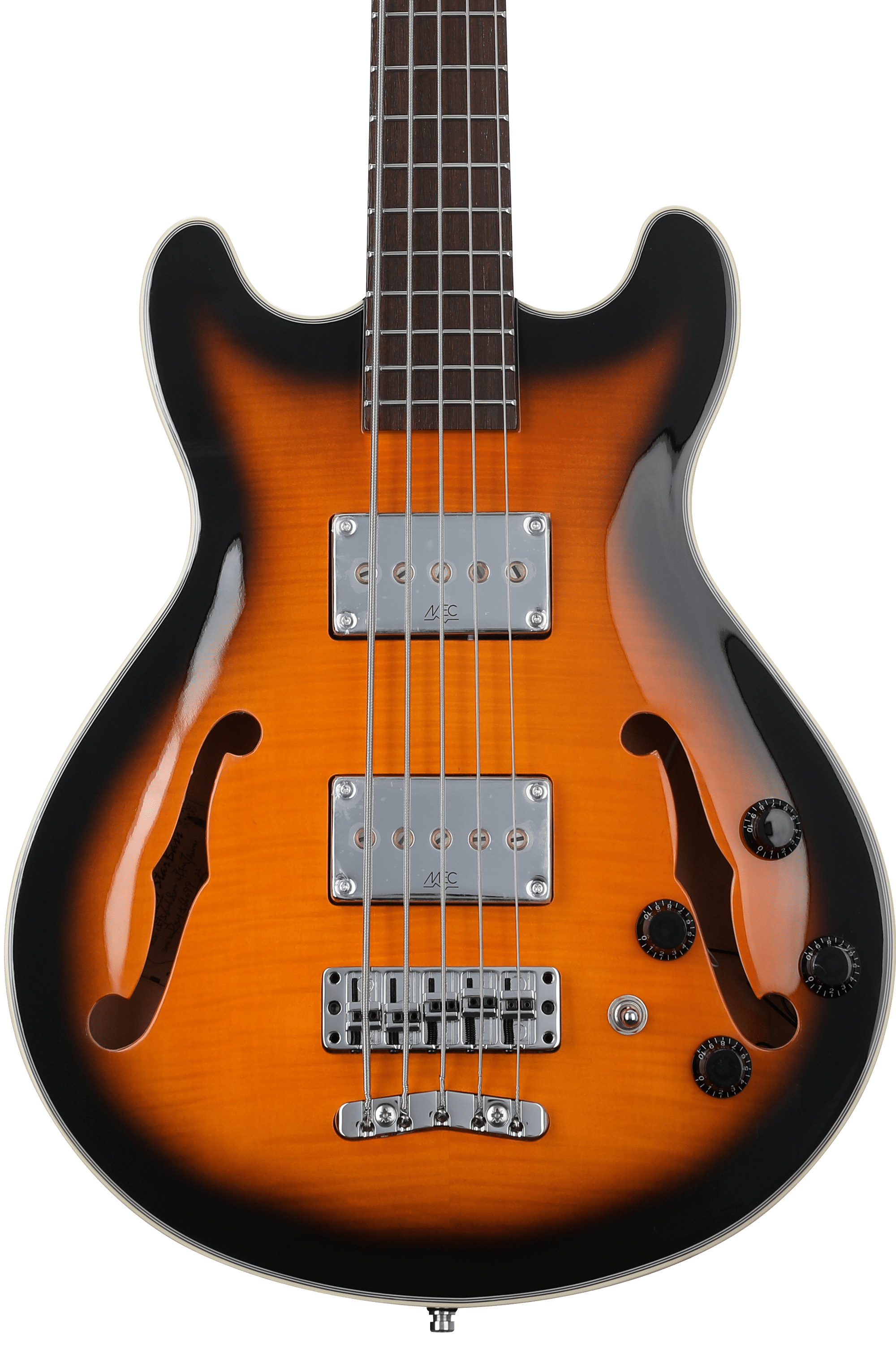 Warwick RockBass Star Bass 5-string Hollowbody Electric Bass - Vintage  Sunburst Transparent