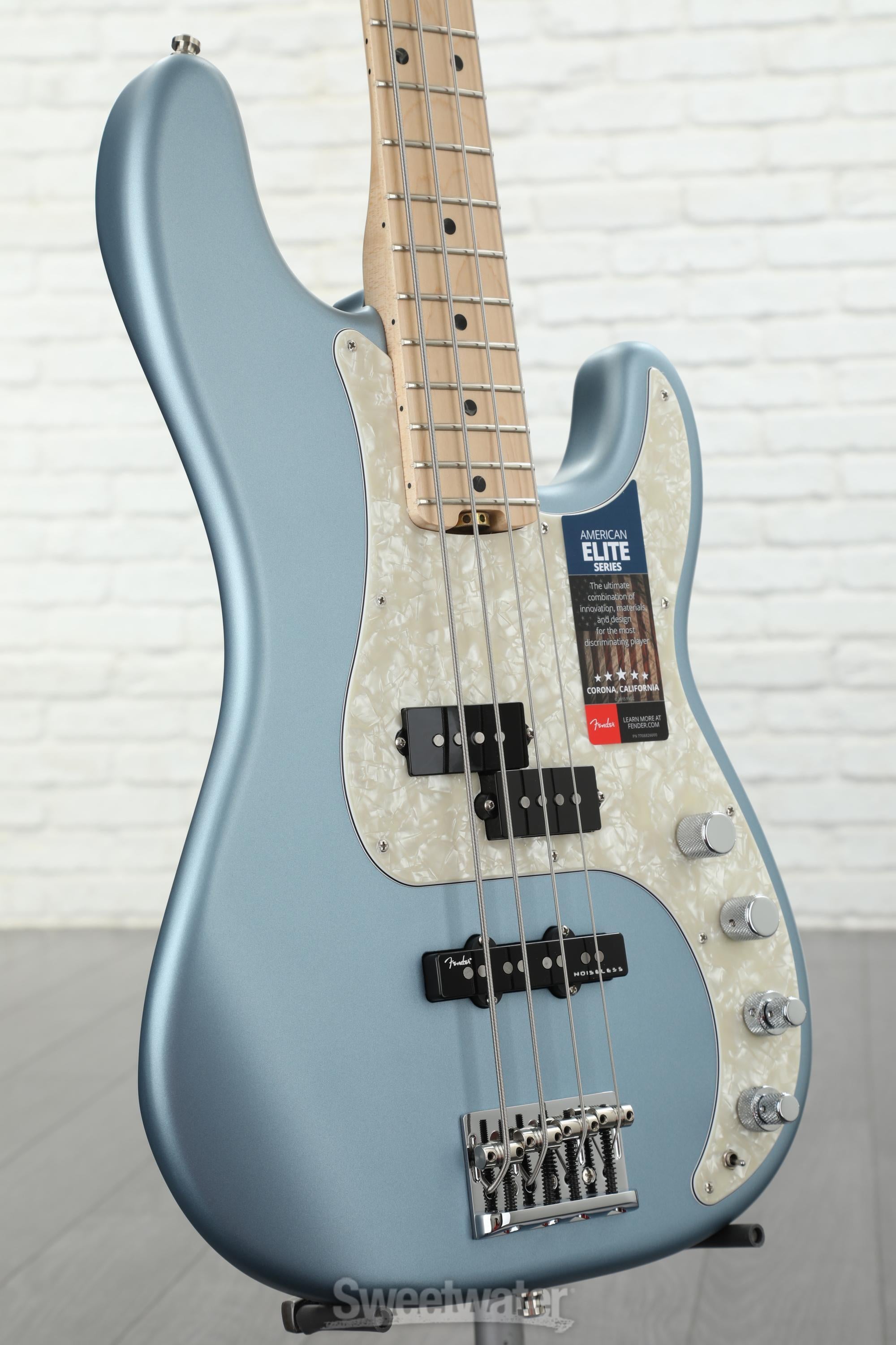 Fender American Elite Precision Bass - Satin Ice Blue Metallic w 