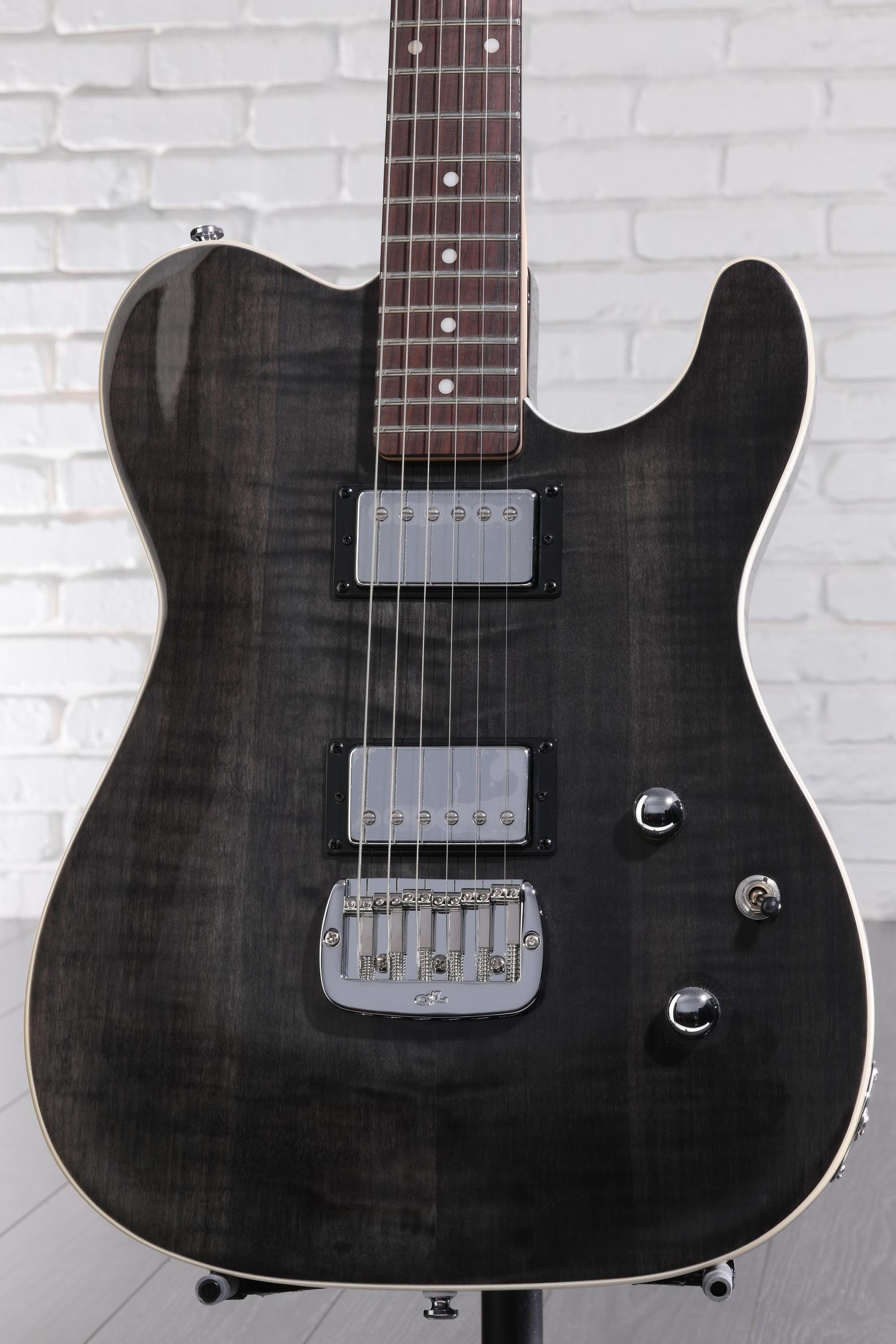 G&L Tribute ASAT Deluxe Carved Top Electric Guitar - Trans Black with  Indian Rosewood Fingerboard