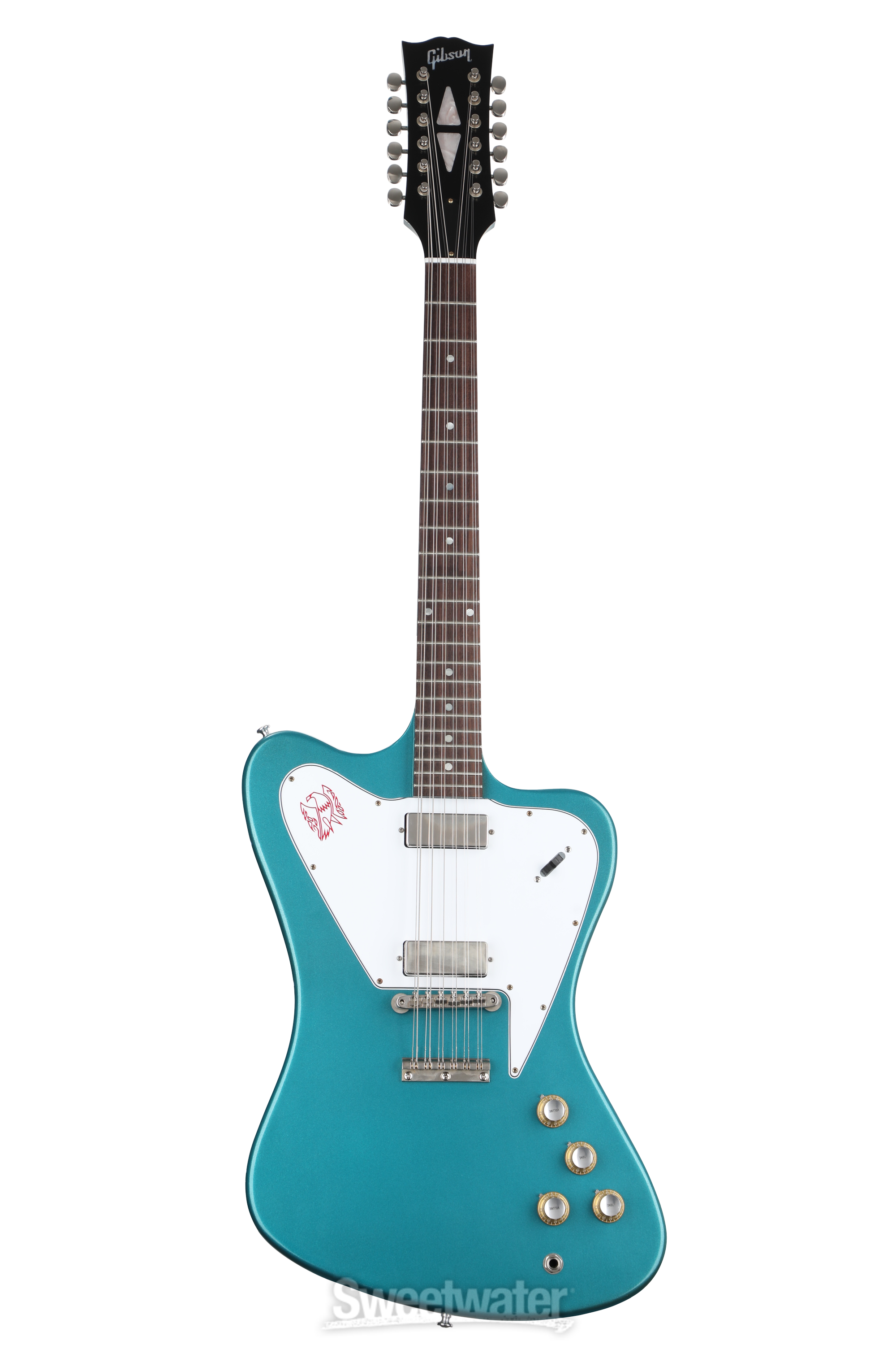 Gibson Custom 1965 Non reverse Firebird V 12 string Electric Guitar Aqua Mist Sweetwater