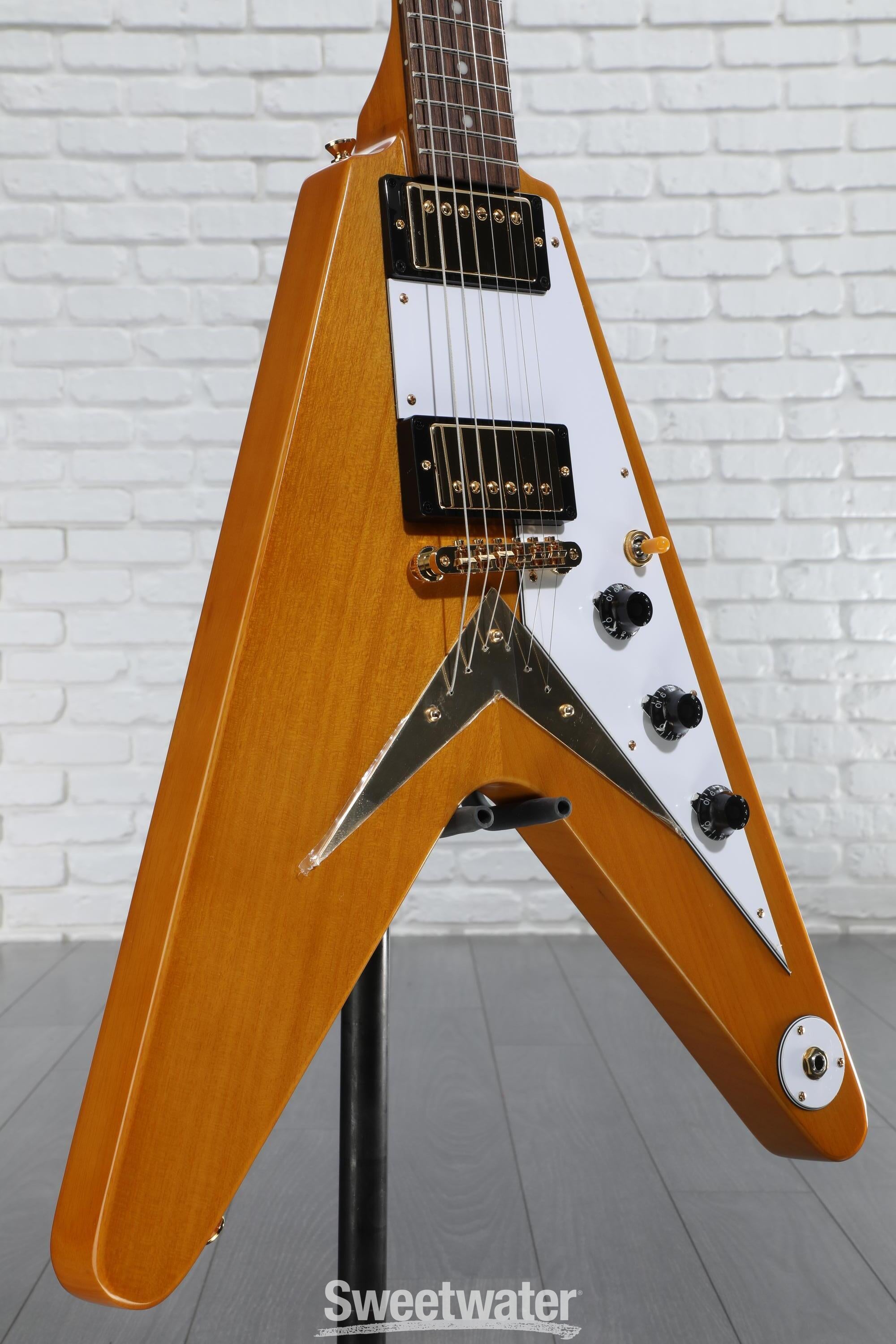 ギター Epiphone 1958 Korina Flying V Epiphone Original 1958 Flying V Korina White Pickguard