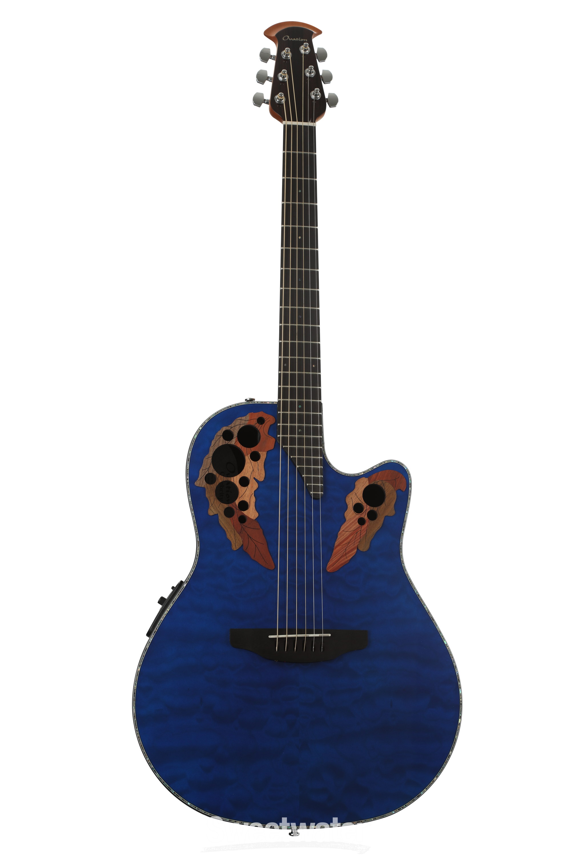 Ovation Celebrity Elite Plus CE44P-8TQ Mid-Depth Acoustic-Electric Guitar -  Caribbean Blue | Sweetwater