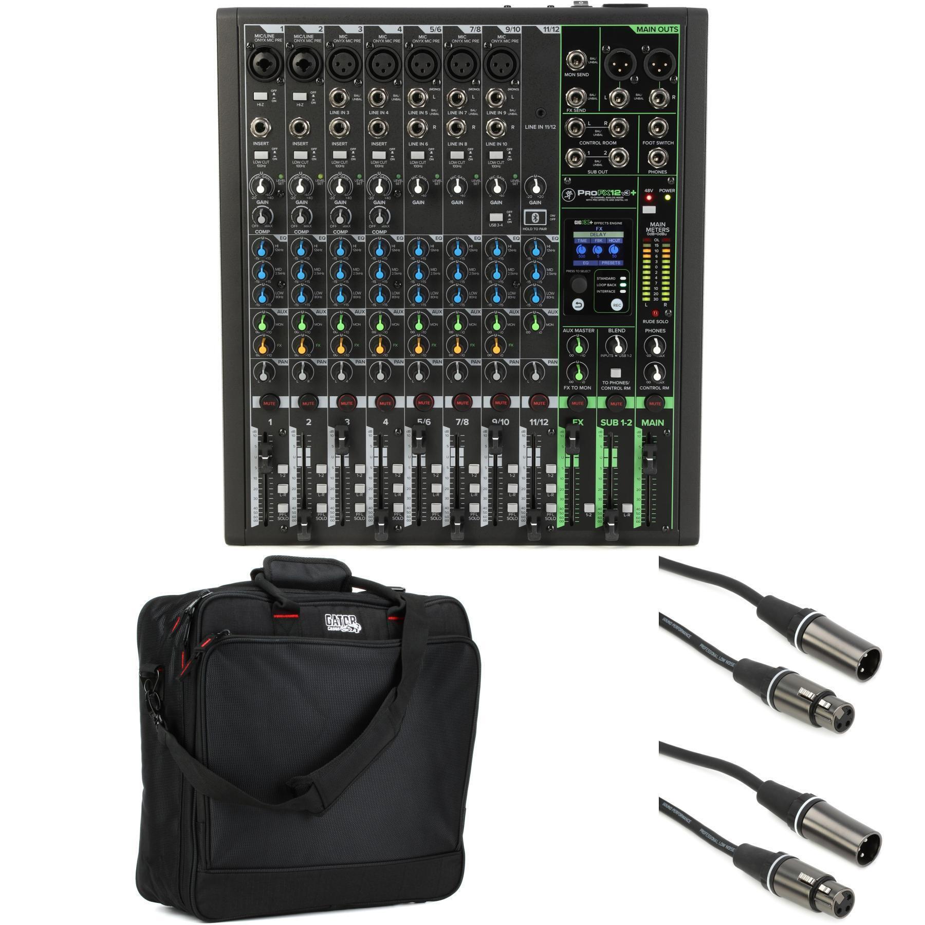 Mackie ProFX12v3+ 12-channel Mixer with Padded Bag and XLR Cables