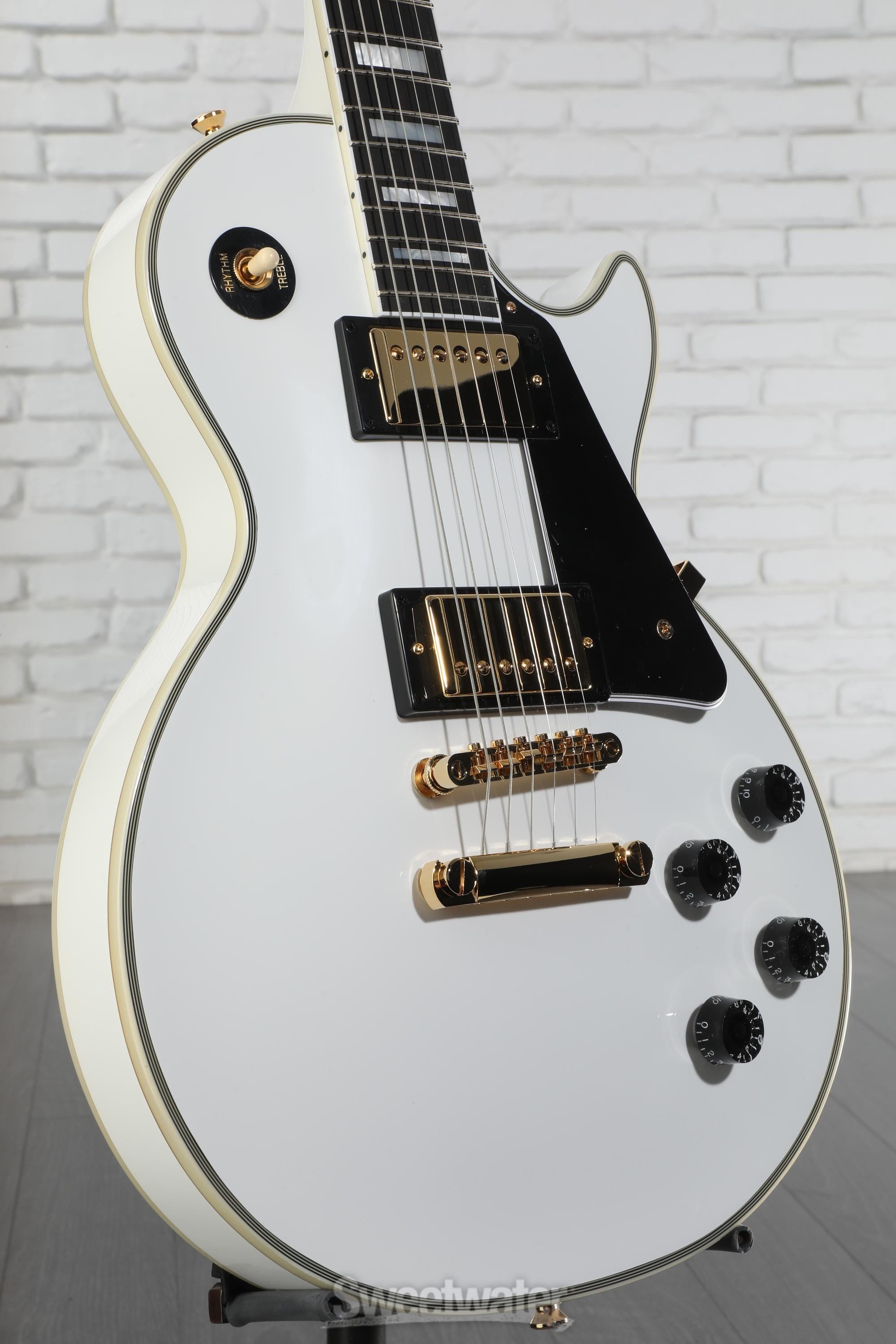 ギター Epiphone Les Paul Custom Pro White Epiphone Les Paul Custom Pro Electric Guitar - Alpine White