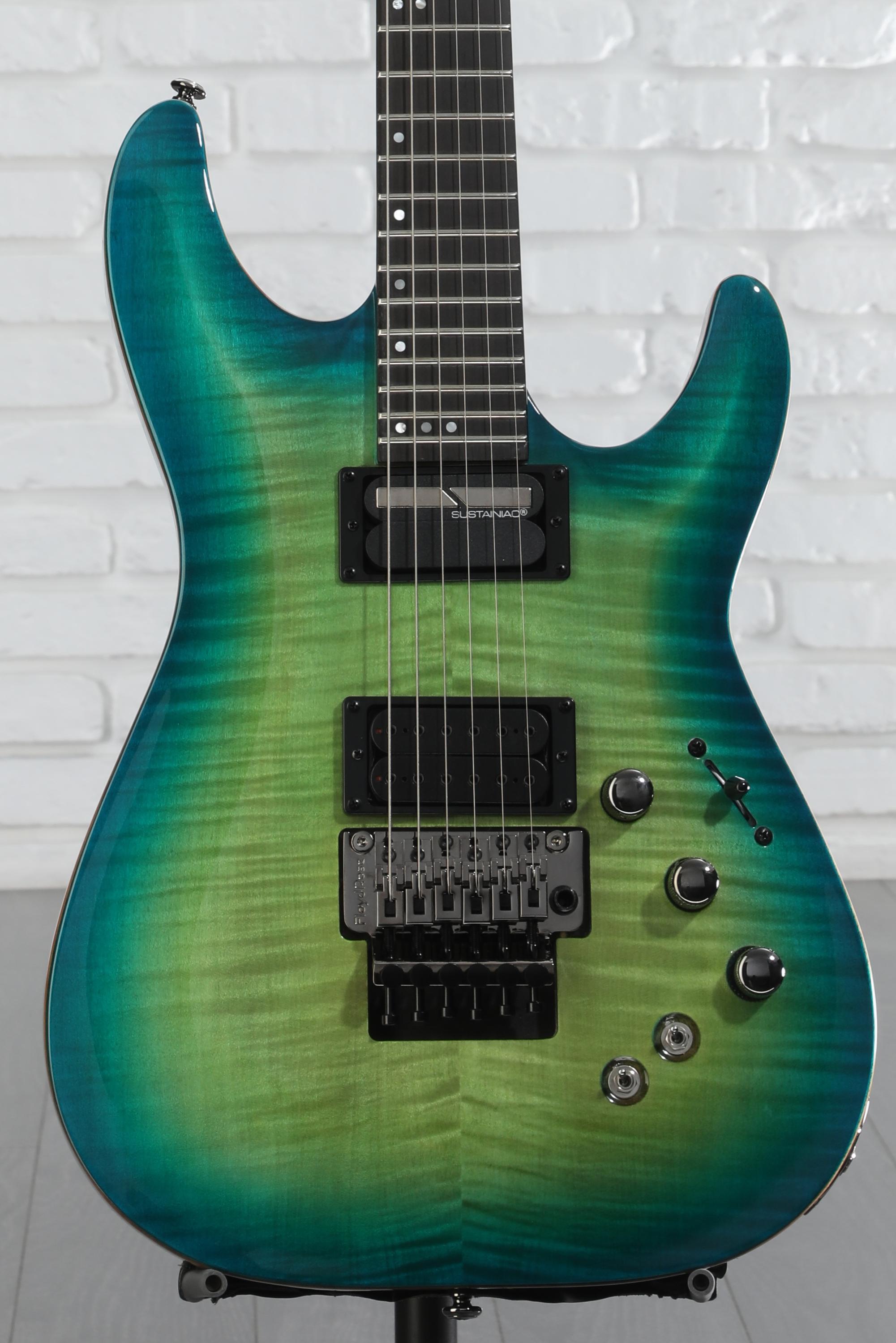 ギター SCHECTER BLACKJACK SLS C-1 FR Sustainiac Schecter BlackJack SLS C-1 FR-S Electric Guitar - Aquaburst