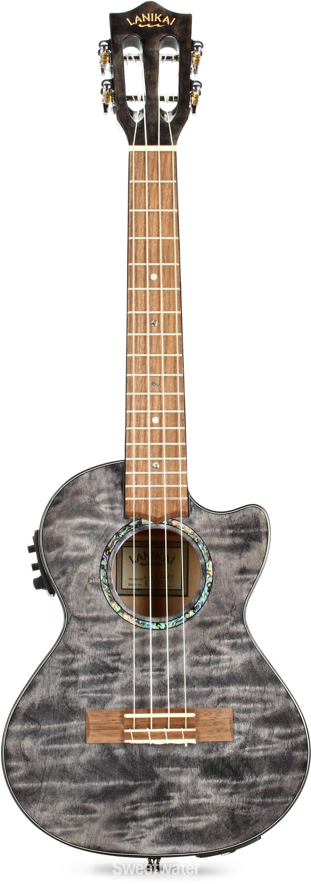 Lanikai QM-BKCET Tenor Ukulele with Cutaway & Electronics - Black Stain