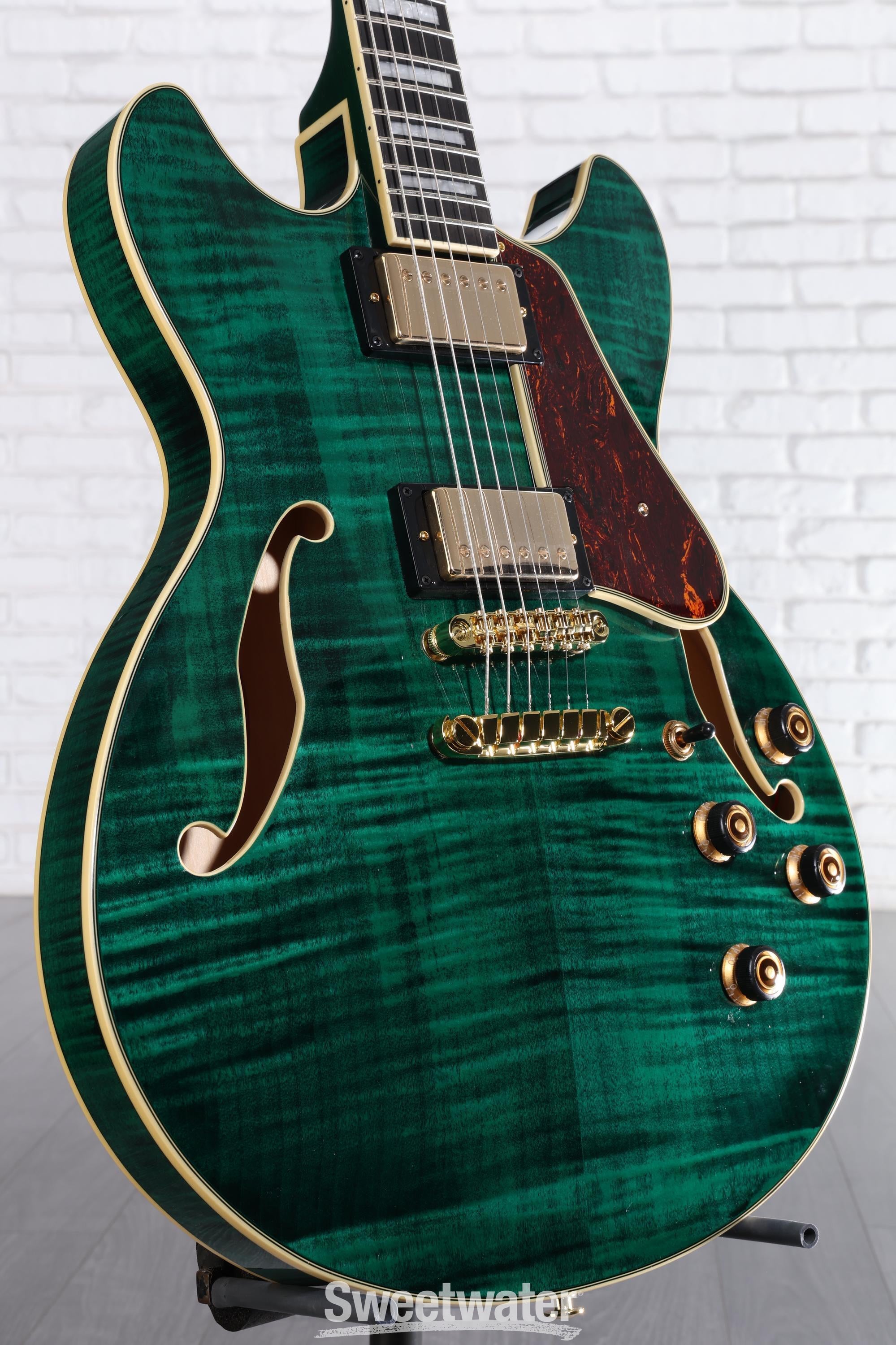 Photo of Ibanez Artcore Expressionist AS93FM Semi-hollow Electric Guitar - Transparent Moss Green