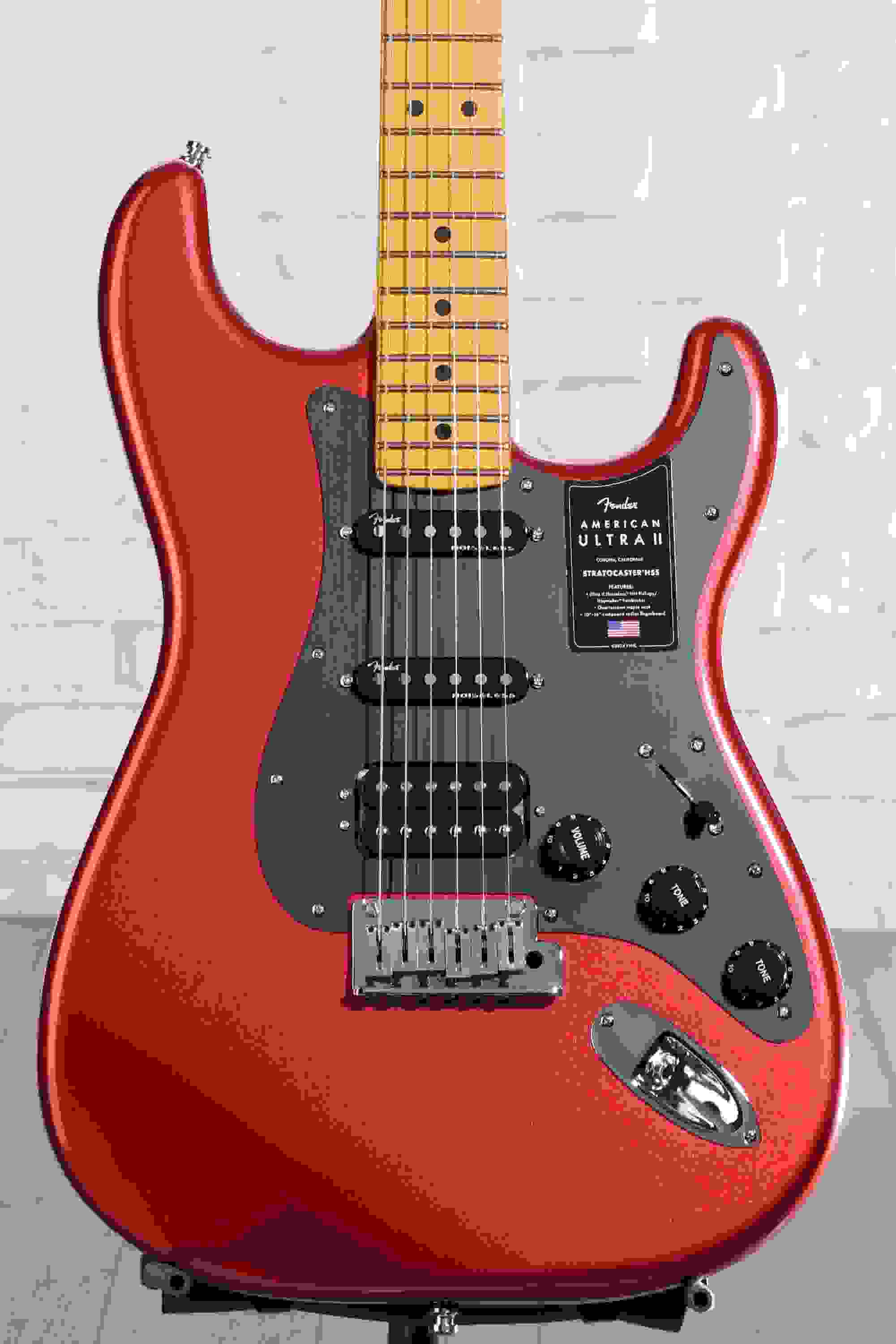 Fender American Ultra II Stratocaster HSS Electric Guitar - Sinister Red, Maple Fingerboard