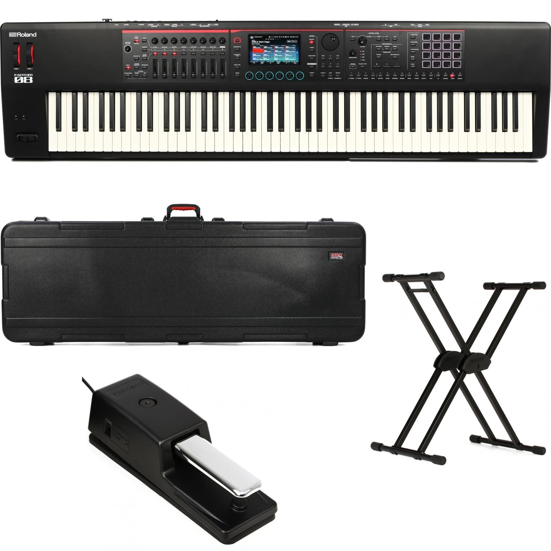 Roland FANTOM-08 Music Workstation Keyboard Stage Bundle 