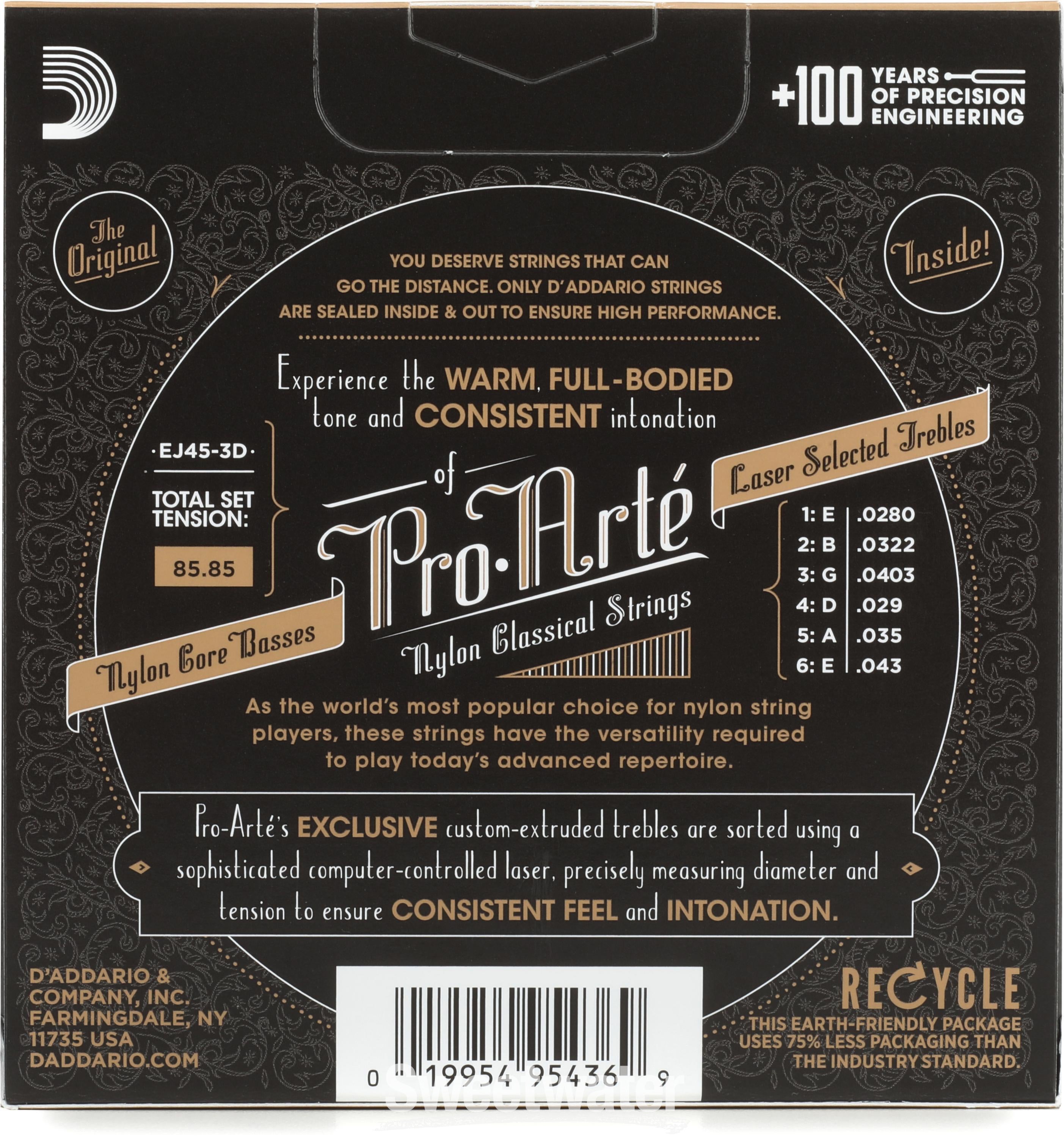 nao③ D'Addario EJ45-3D Pro-Arte Silver-Plated Classical Guitar