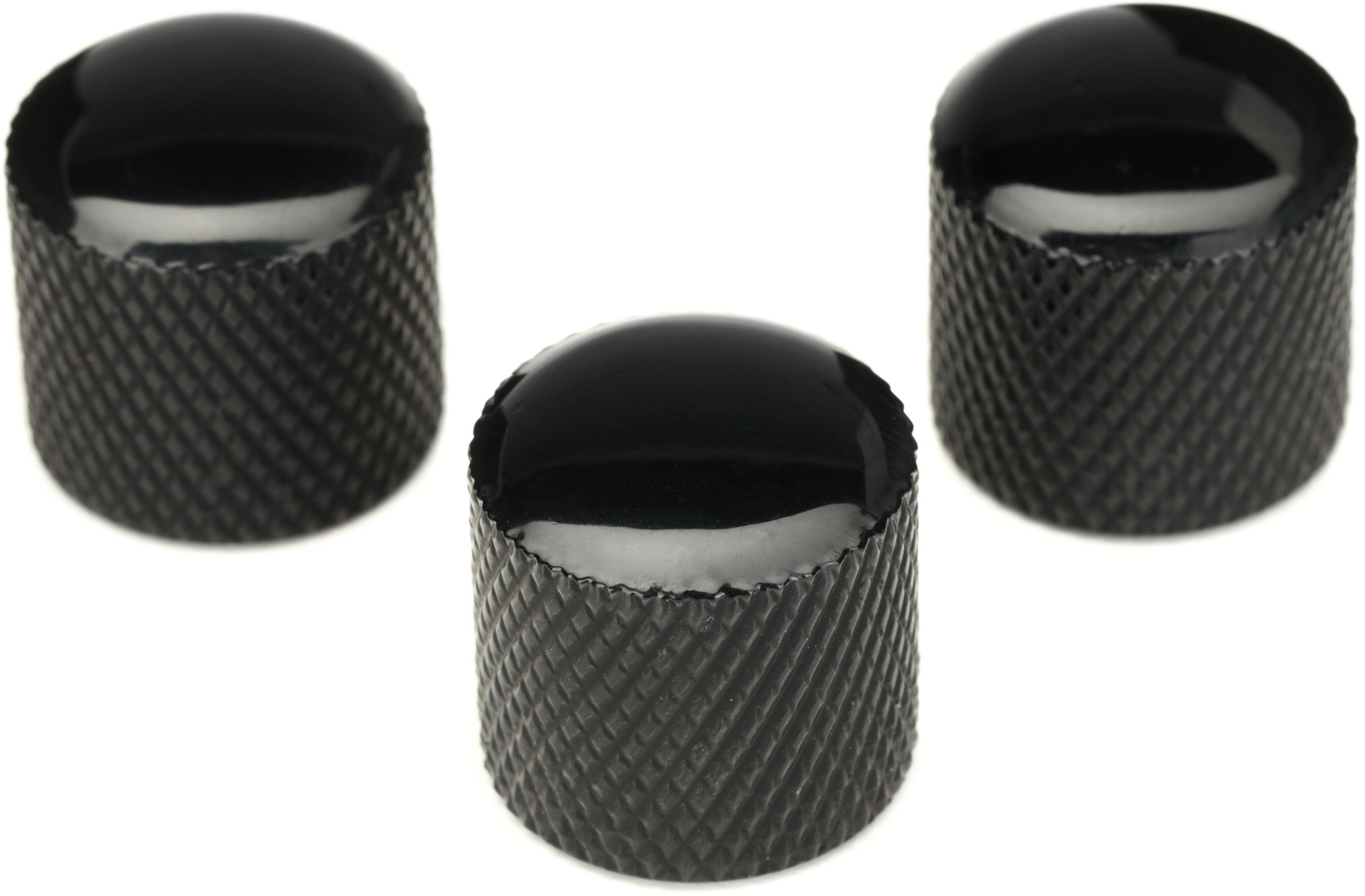 920D Custom Dome-top Knurled Metal Knobs - Black (3-pack) | Sweetwater