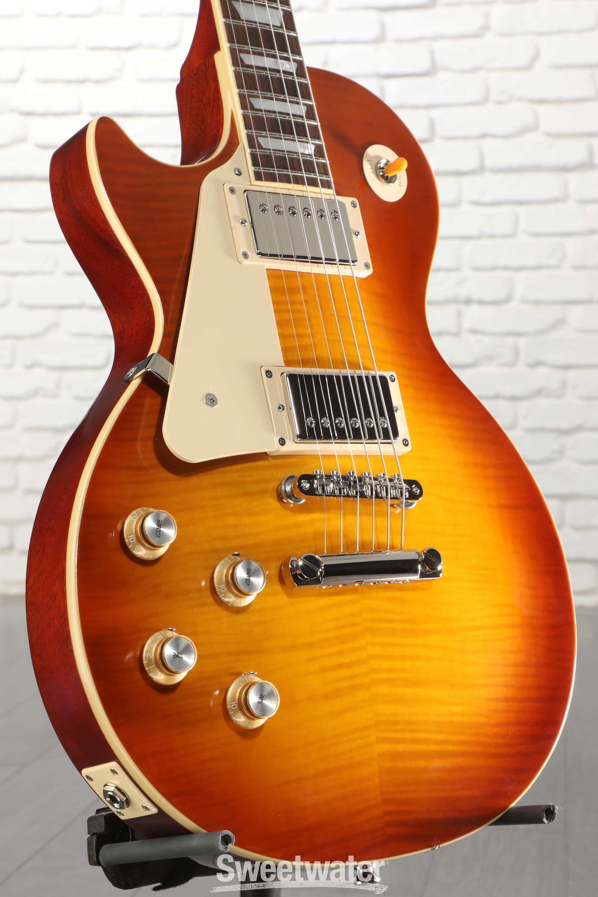 Photo of Epiphone Inspired by Gibson Custom 1960 Les Paul Standard Reissue Left-handed Electric Guitar - Iced Tea Burst