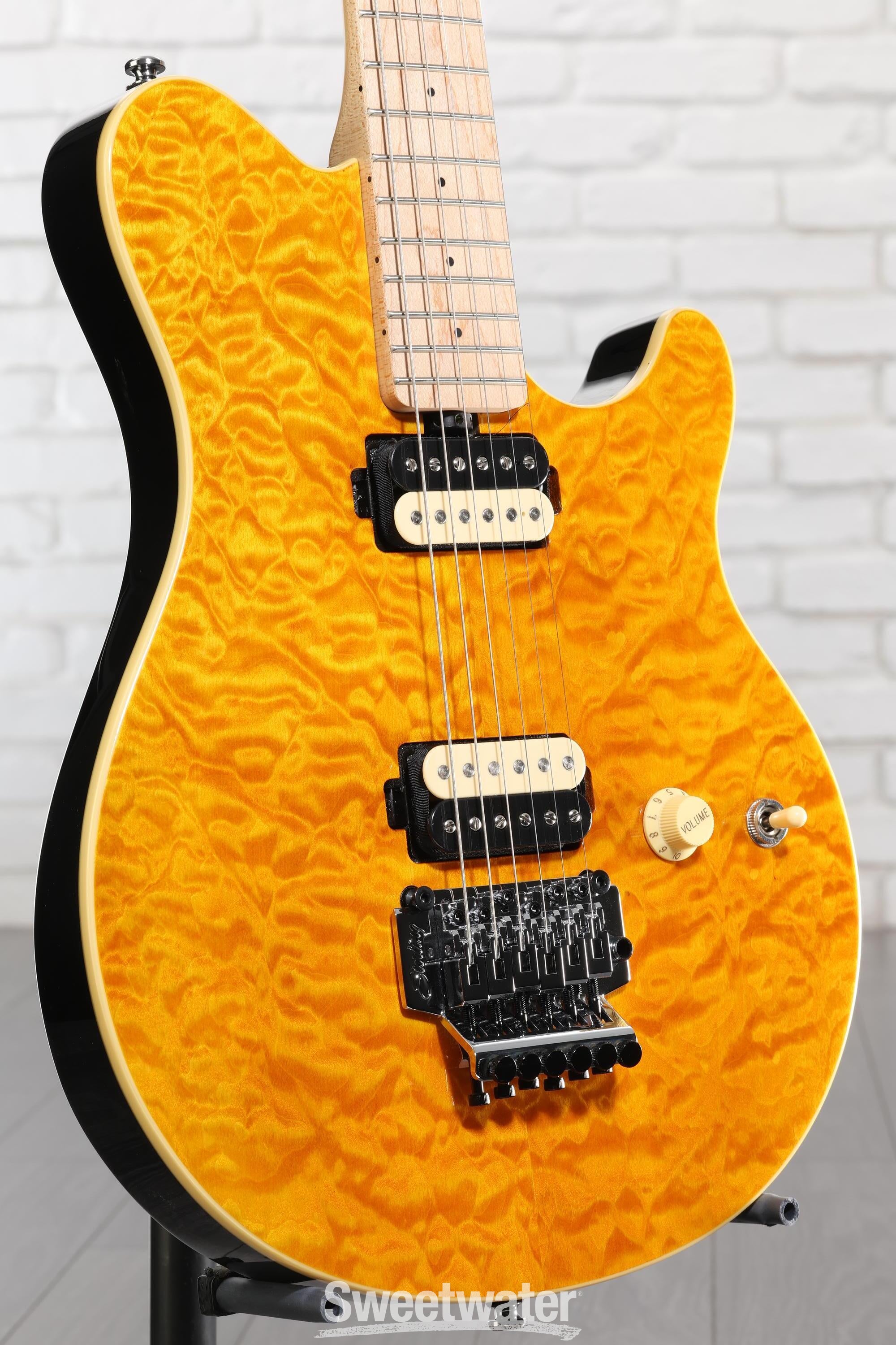 Photo of Sterling By Music Man Axis Quilted Maple Electric Guitar - Trans Gold, Sweetwater Exclusive