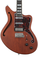 Photo of D'Angelico Deluxe Bedford SH Semi-hollowbody Electric Guitar - Matte Walnut with Wilkinson Tremolo