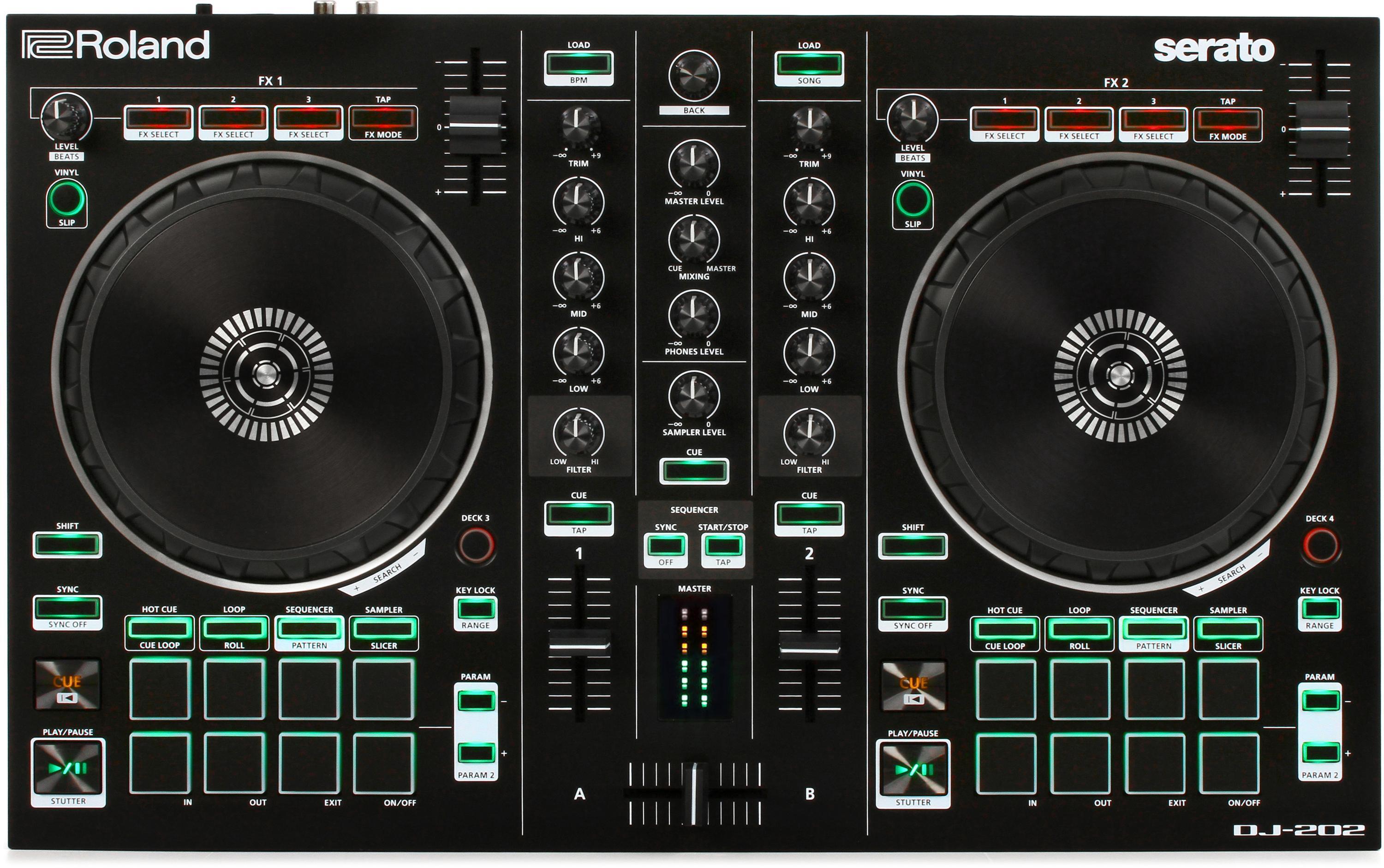 Roland DJ-202 4-deck Serato DJ Controller with Drum Machine 