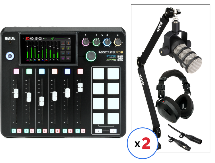 Rode RODECaster Pro II and PodMic 2 Person Podcast Kit