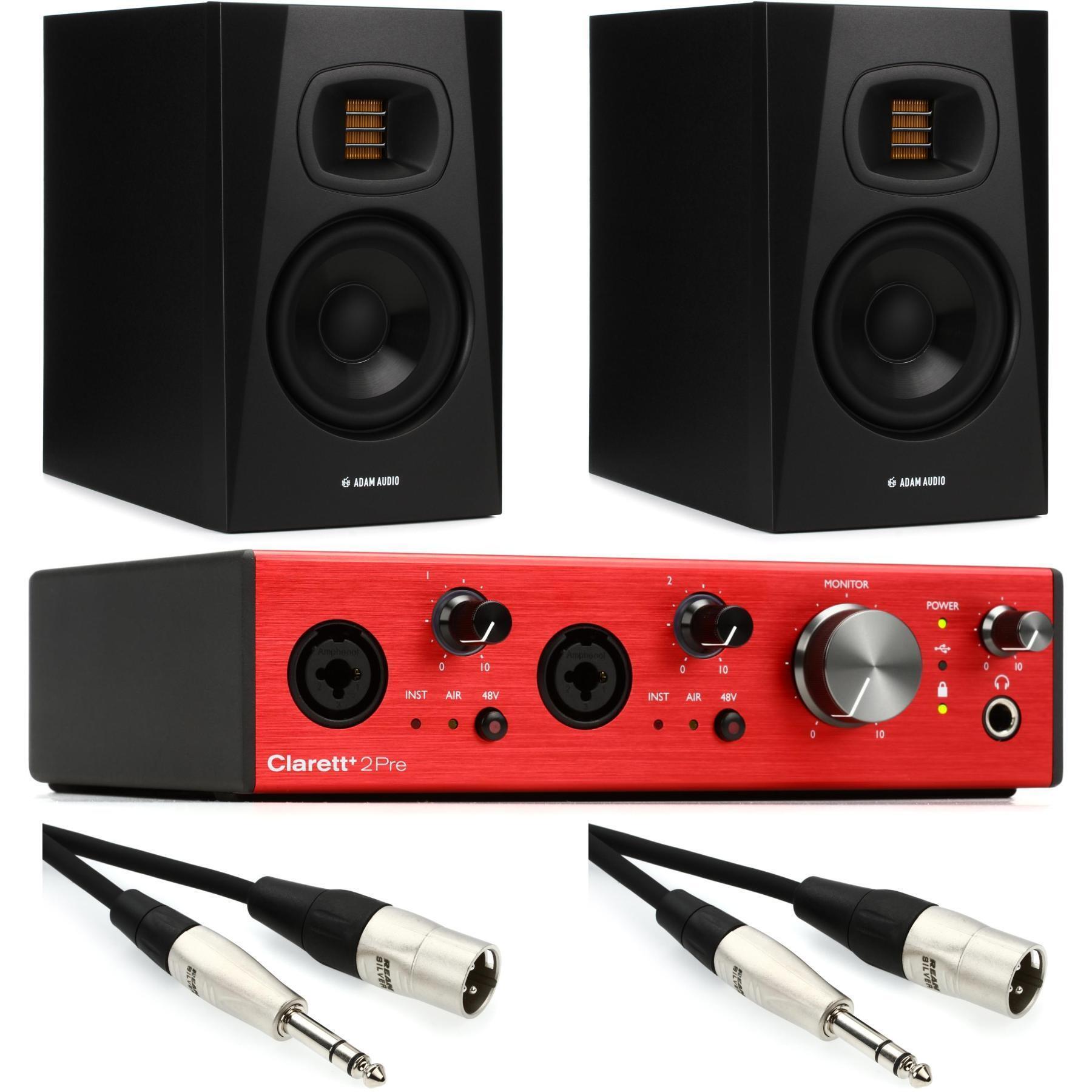 Focusrite Clarett+ 2Pre USB-C Audio Interface and ADAM Audio T5V